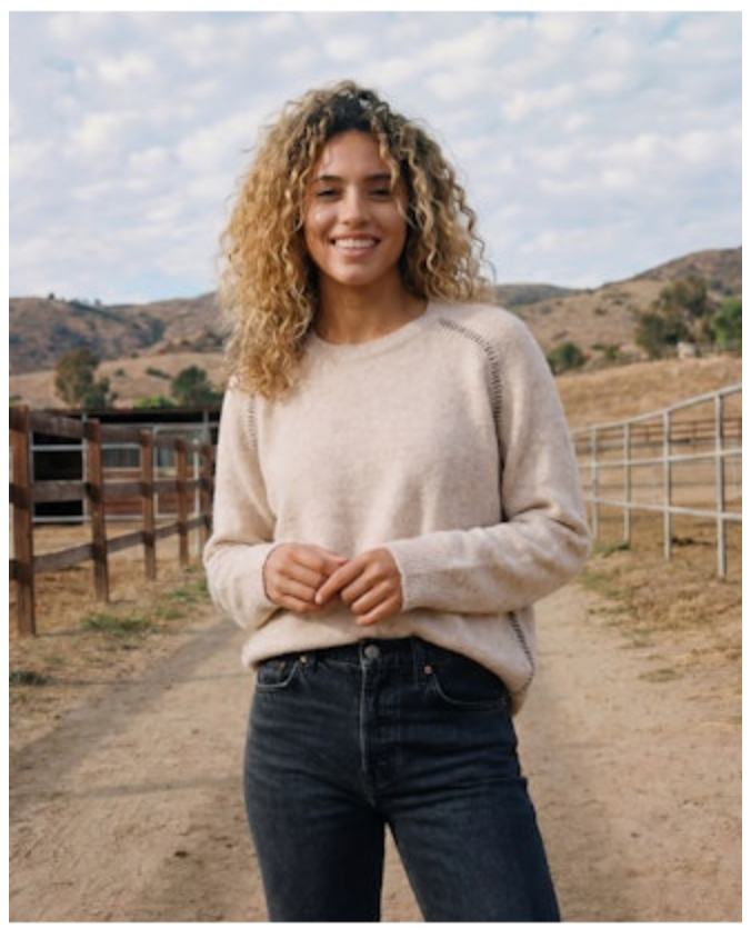 Sundry Baseball Stitch Sweater - Oatmeal Heather