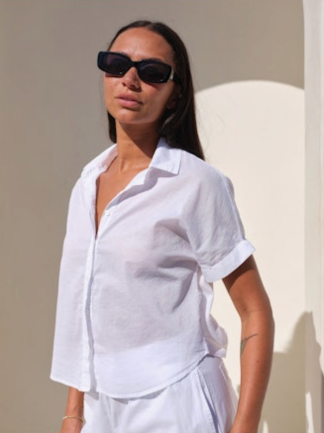 Stateside Voile Dolman Short Sleeve Shirt - White, photo 2 of 4