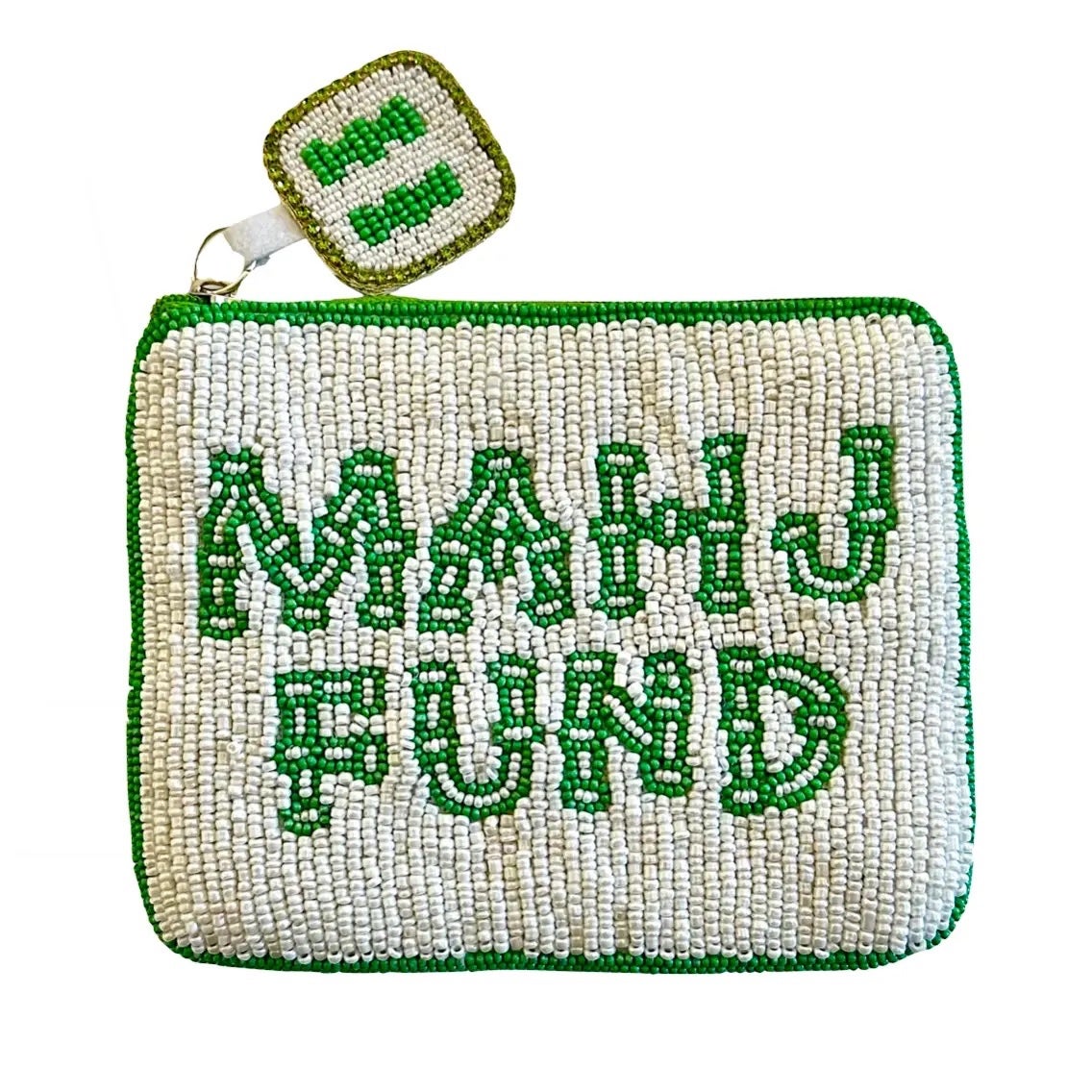 Mahj Fund Beaded Coin Purse - Ivory/Green, photo 2 of 4