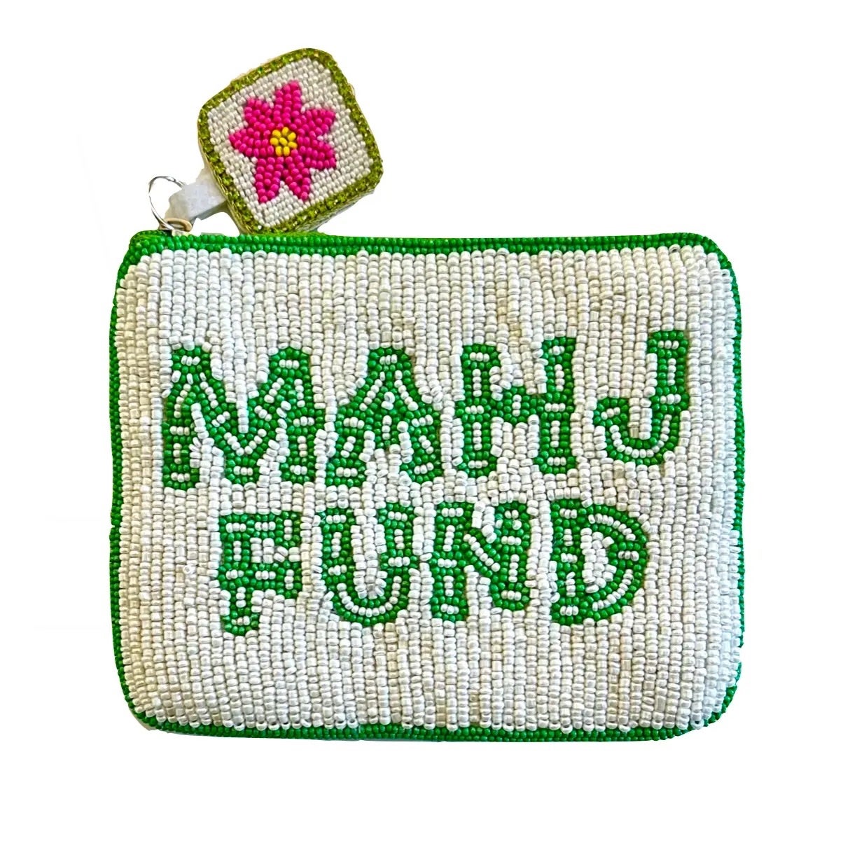 Mahj Fund Beaded Coin Purse - Ivory/Green, photo 3 of 4