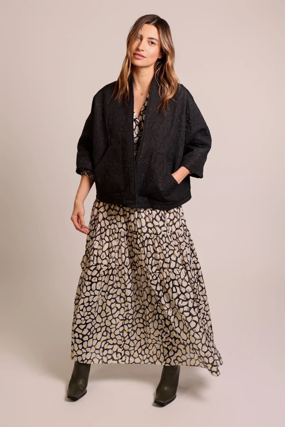 Traffic People Brocade Shrug Jacket - Black, photo 4 of 5