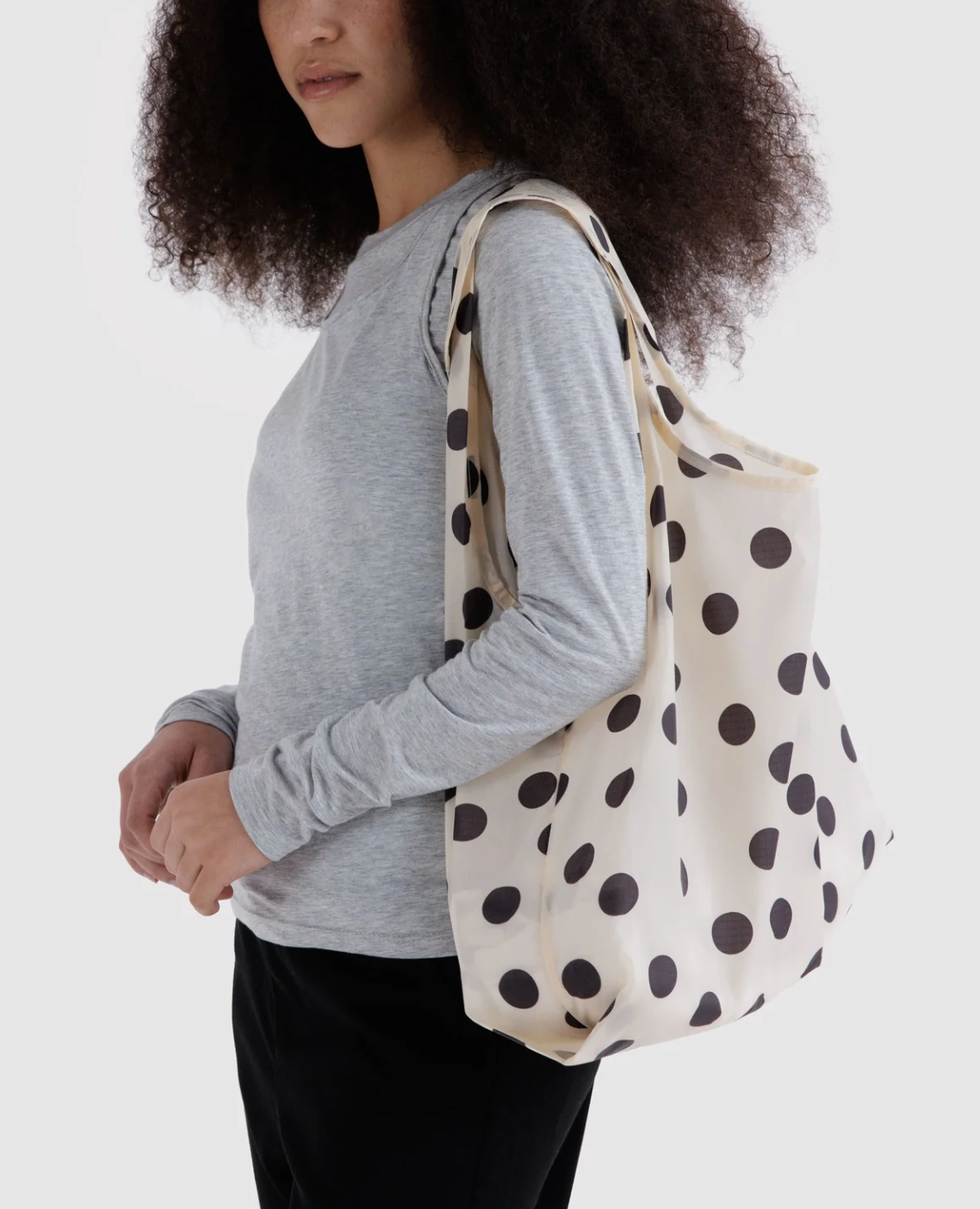 BAGGU Reusable Shopping Tote - Cream with Black Polka Dot, photo 2 of 2