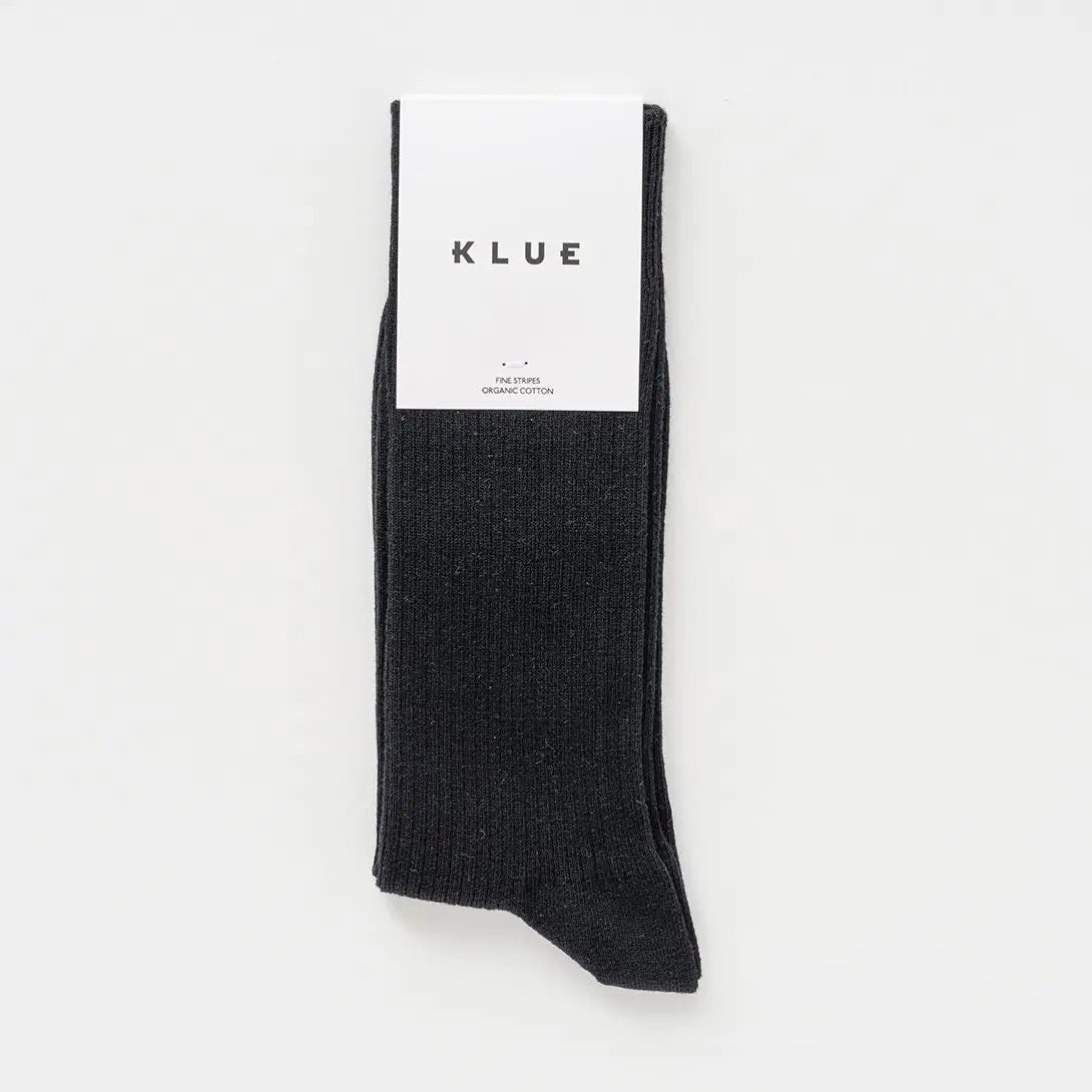 Klue Organic Cotton Solid Fine Stripe Socks - Black, photo 1 of 2