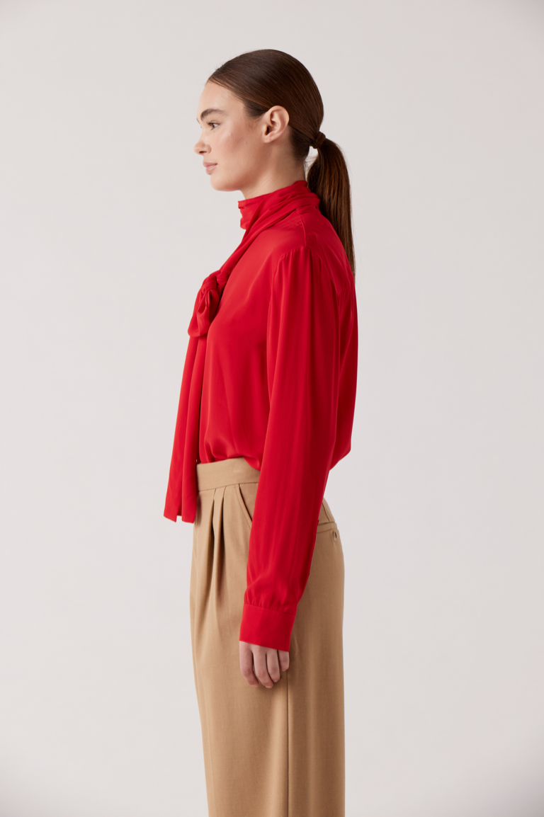 Rue Sophie Mara Tie Neck Blouse - Rouge Red, photo 3 of 3