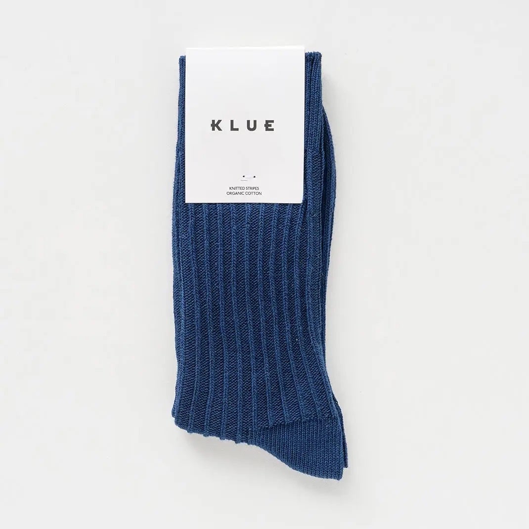 Klue Organic Cotton Solid Knitted Stripes Socks - Navy, photo 1 of 2