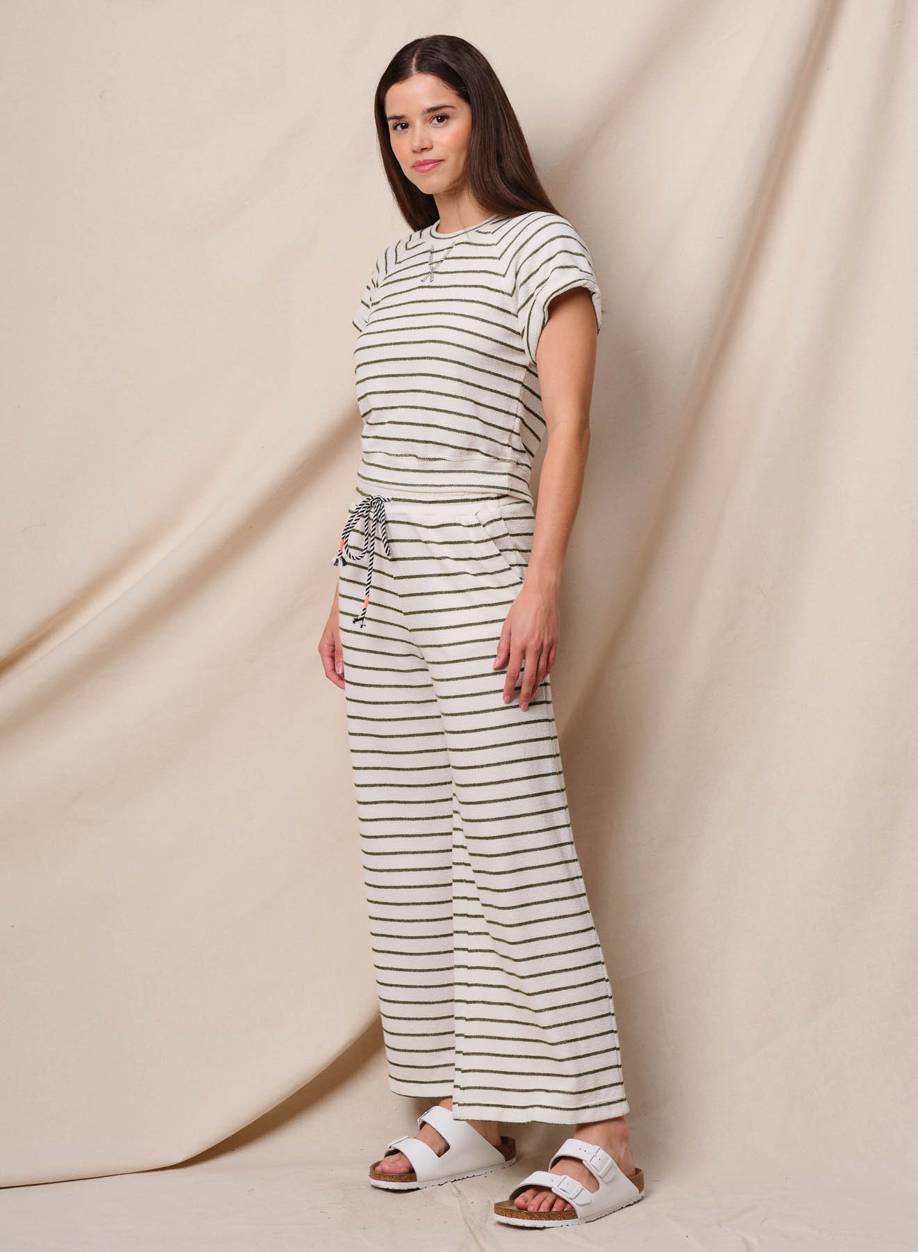 Sundry Stripe Knit Pant - Oyster/Green, photo 3 of 4