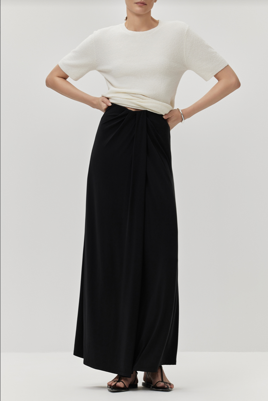 Rue Sophie Fleur Twist Front Skirt - Black, photo 1 of 8