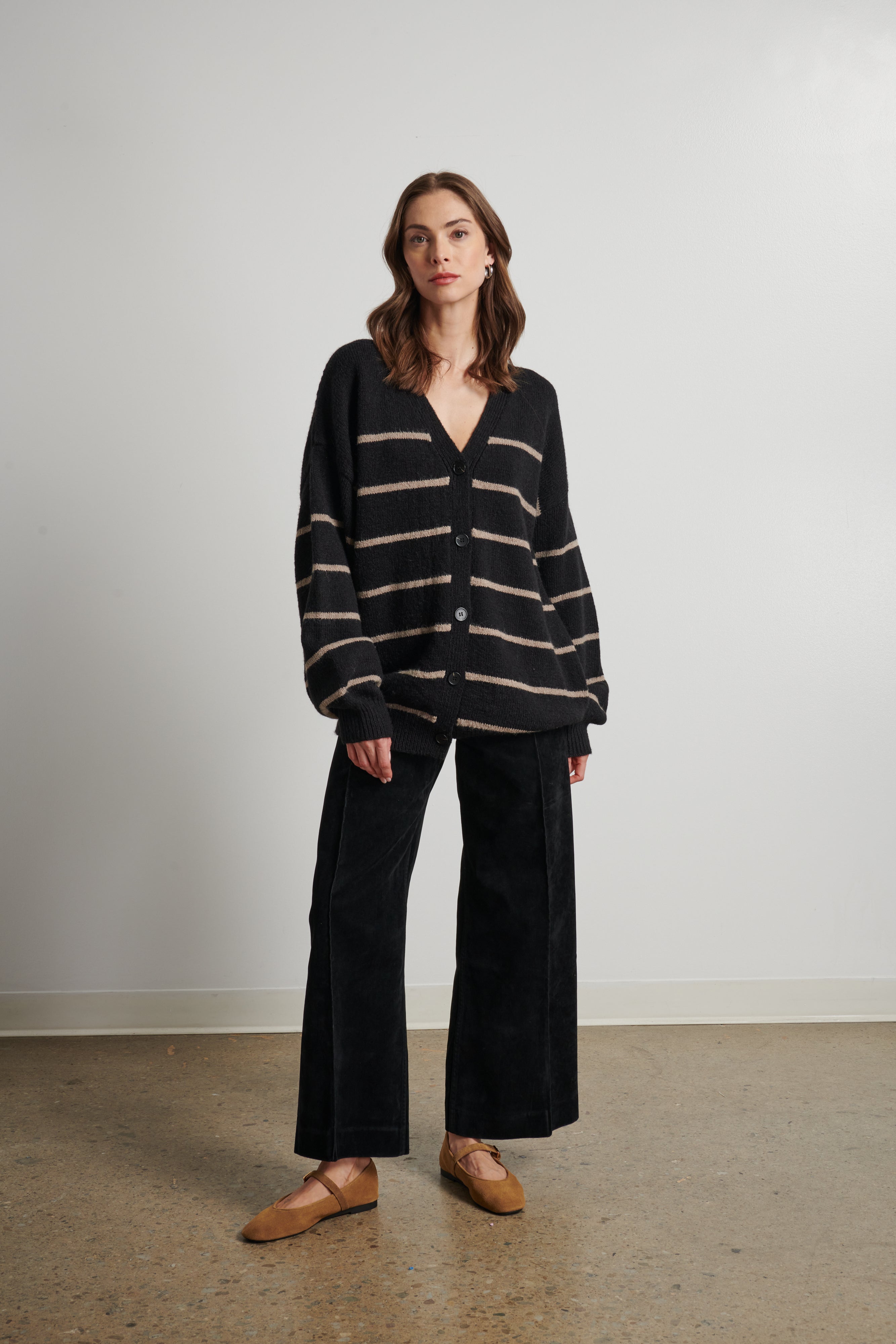 LINE Della Stripe Cardigan - Oyster Stripe, photo 2 of 3