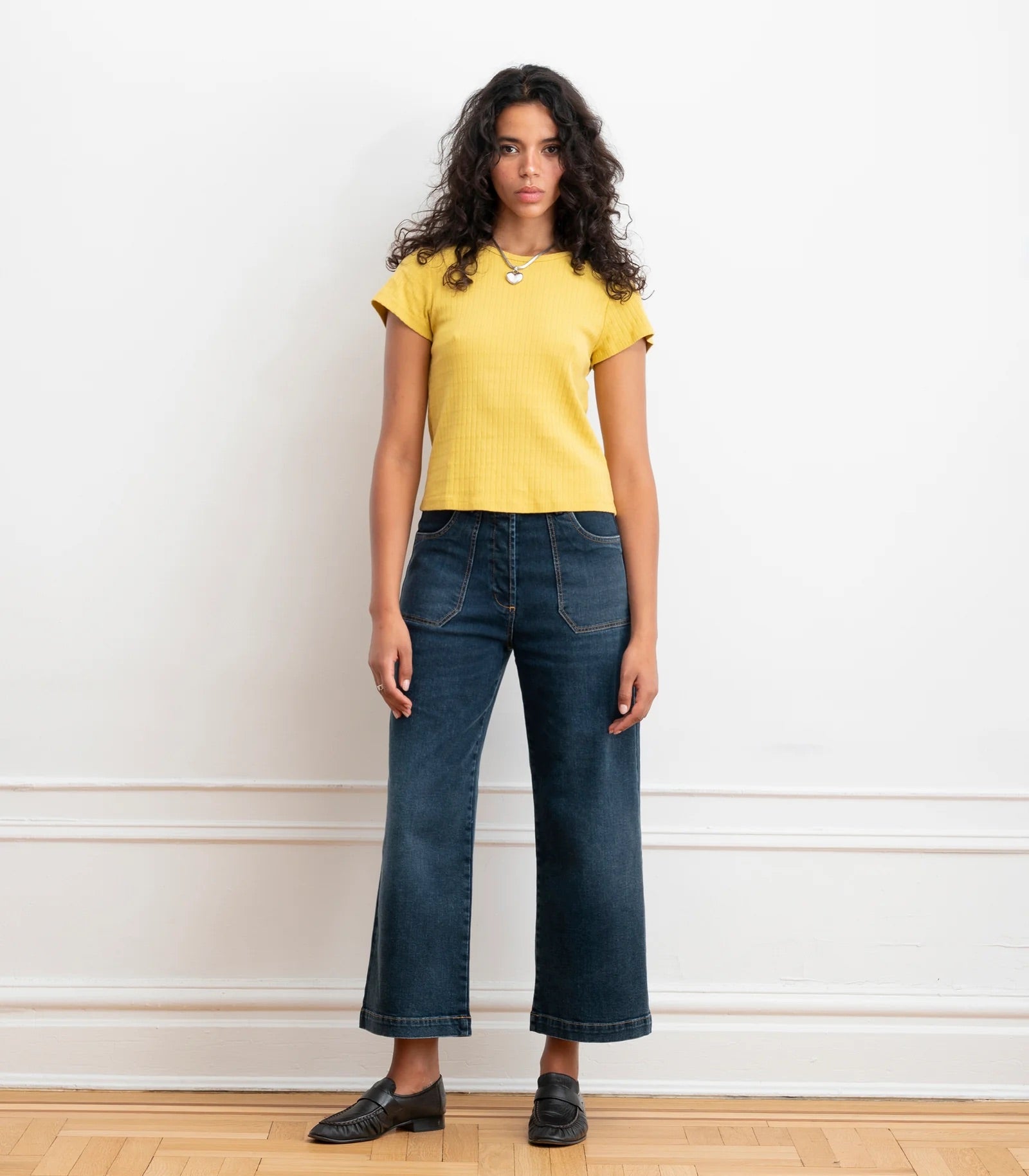 Loup Simone Wide Leg Crop Jean - Cowboy Wash, photo 3 of 8