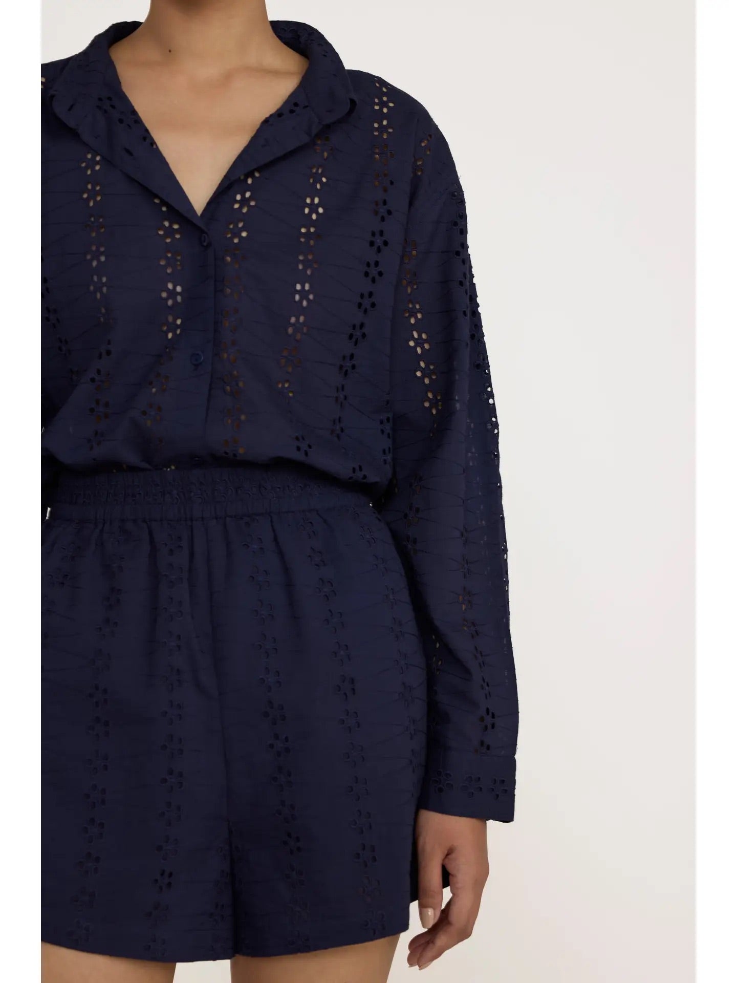 Laude Eyelet Everything Shirt - Navy, photo 4 of 5