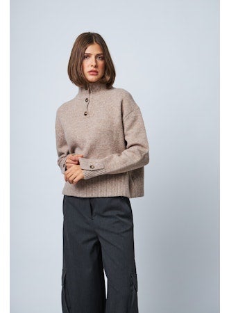 LINE Flora Button Neck Sweater - Mink Melange, photo 1 of 2