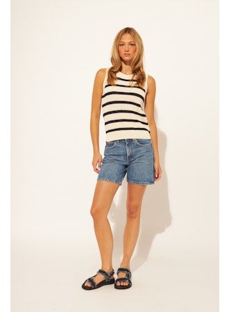 John & Jenn Lynx Sleeveless Sweater - Ivory/Navy Stripe, photo 2 of 2
