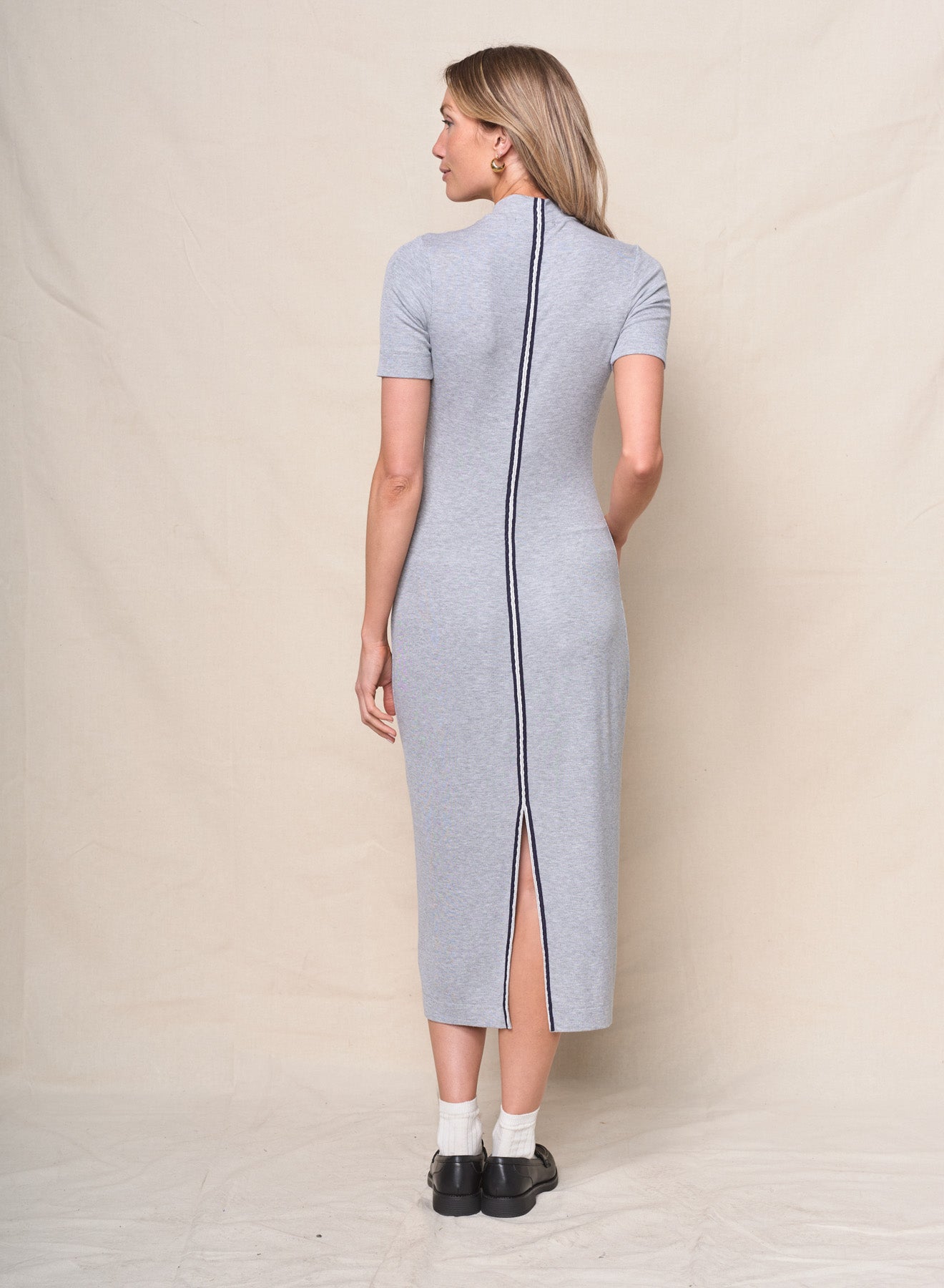 Stateside Rib Knit Midi Dress - Heather Grey, photo 3 of 3