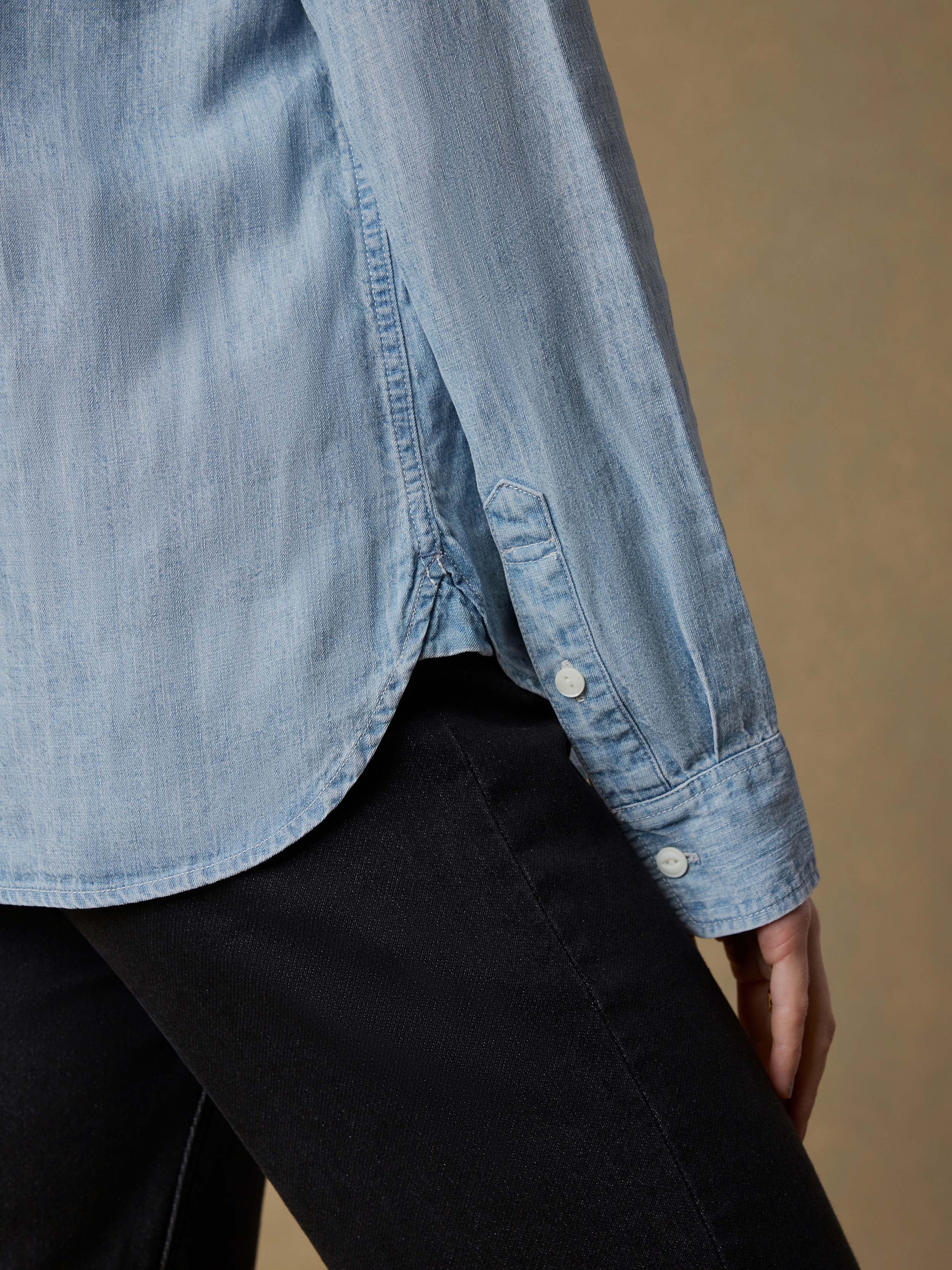 Faherty Tried & True Chambray Shirt - Mid Wash, photo 4 of 6