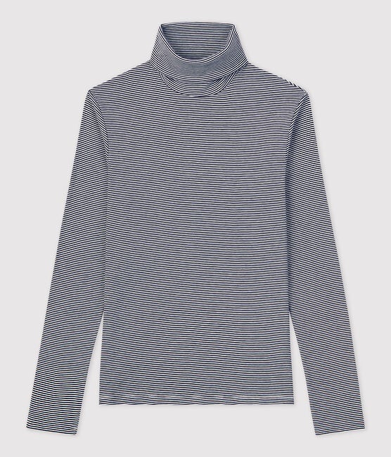 Petit Bateau Iconic Micro Stripe Turtleneck - Navy/White, photo 1 of 5