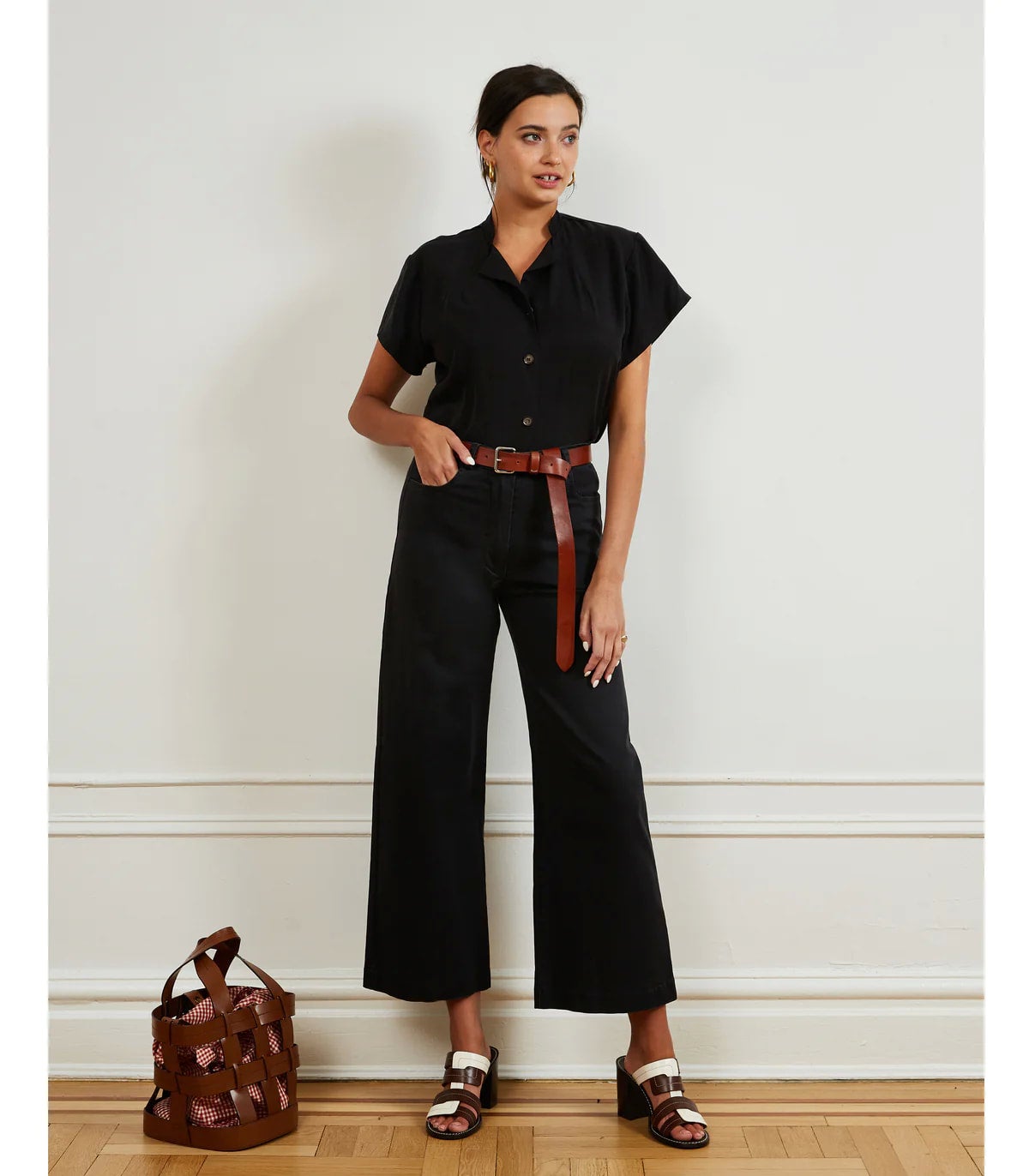 Loup Toni Wide Leg Pant - Black Twill, photo 3 of 4