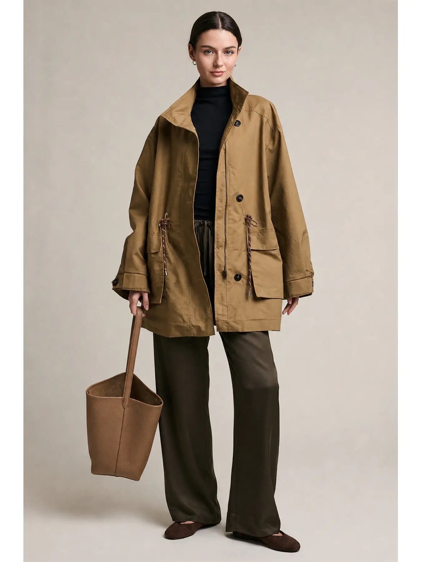 Raisonnel Stand Collar Field Jacket - Olive Brown, photo 3 of 6