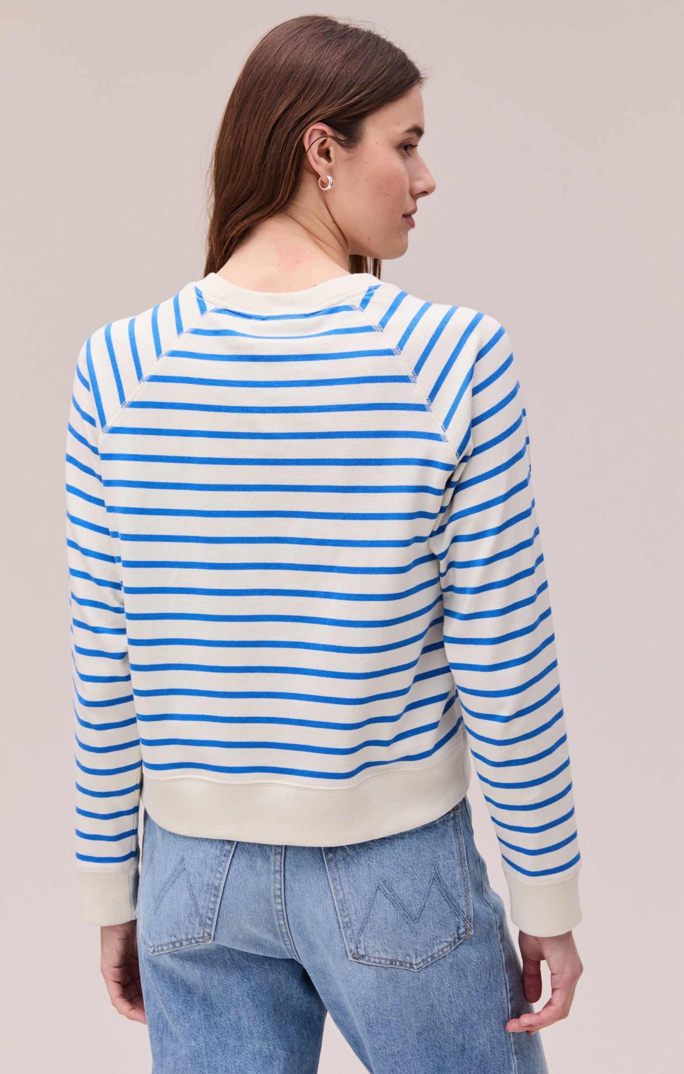Richer Poorer Malibu Pima Sweatshirt - Pop Blue Stripe, photo 4 of 4