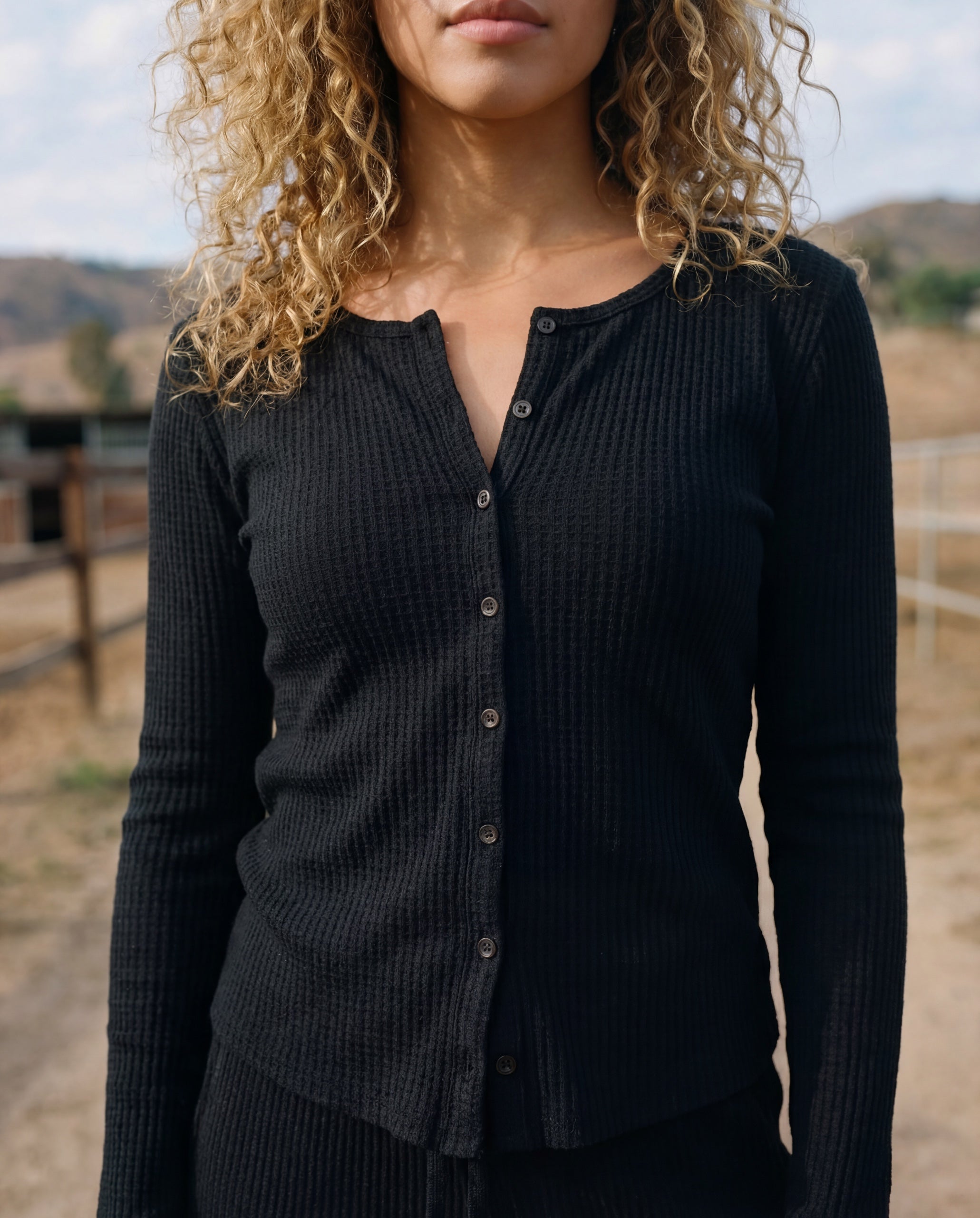 Sundry Thermal Cardigan - Black, photo 1 of 2