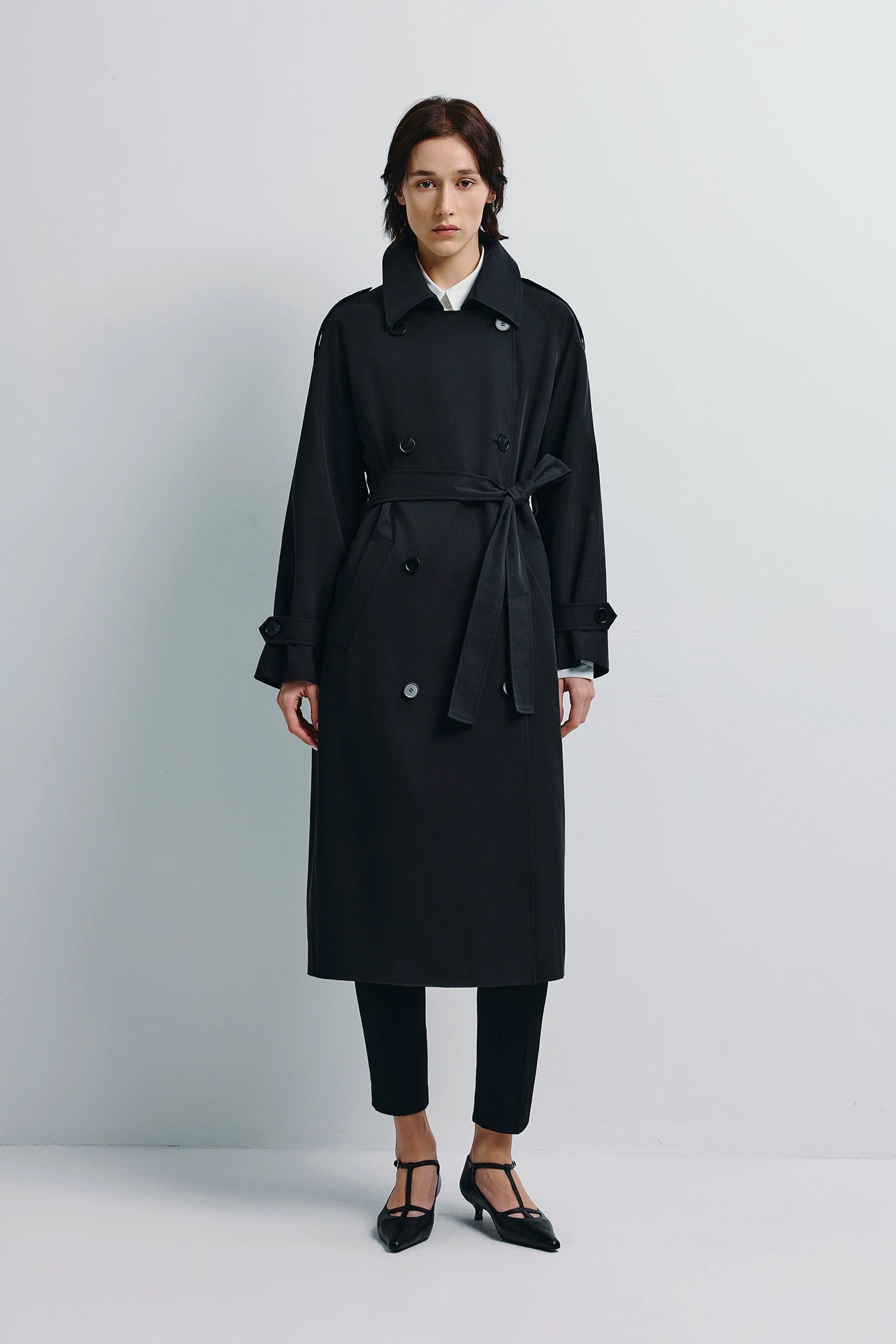 Rue Sophie Lea Belted Trench - Black, photo 3 of 6