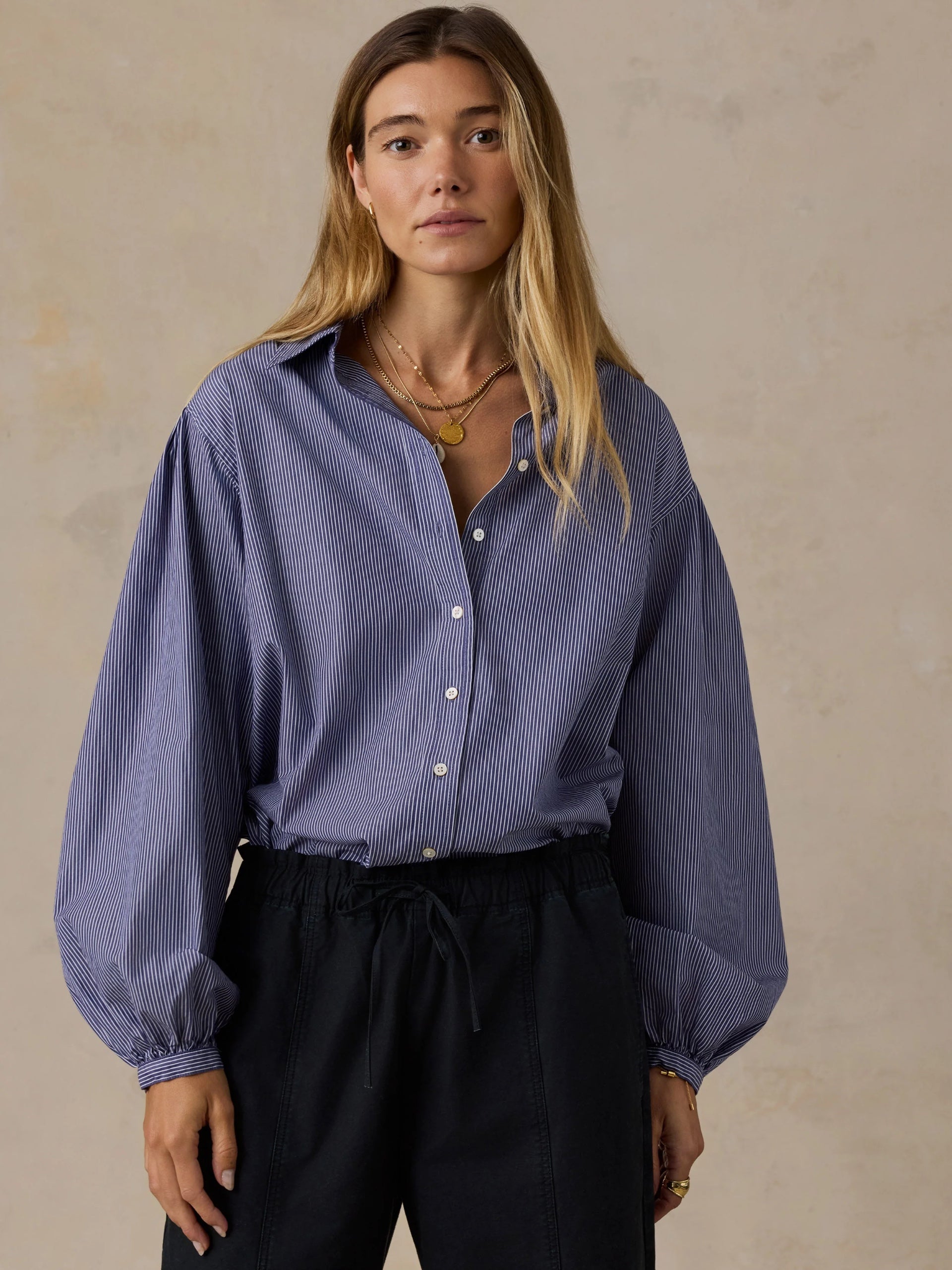 Faherty Suki Blouse - Sailor Ink Stripe, photo 1 of 5