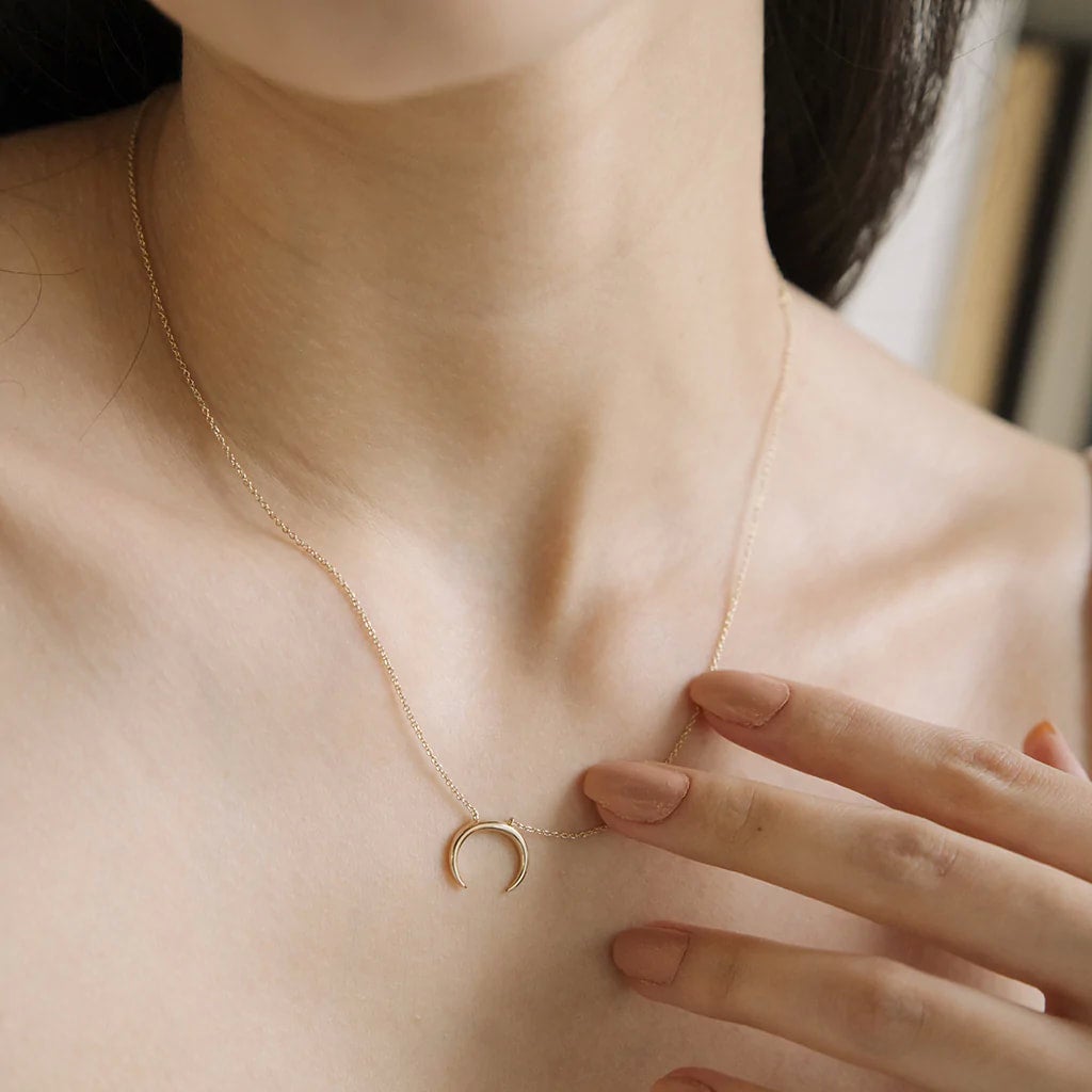 Honeycat Crescent Horn Necklace, photo 3 of 3