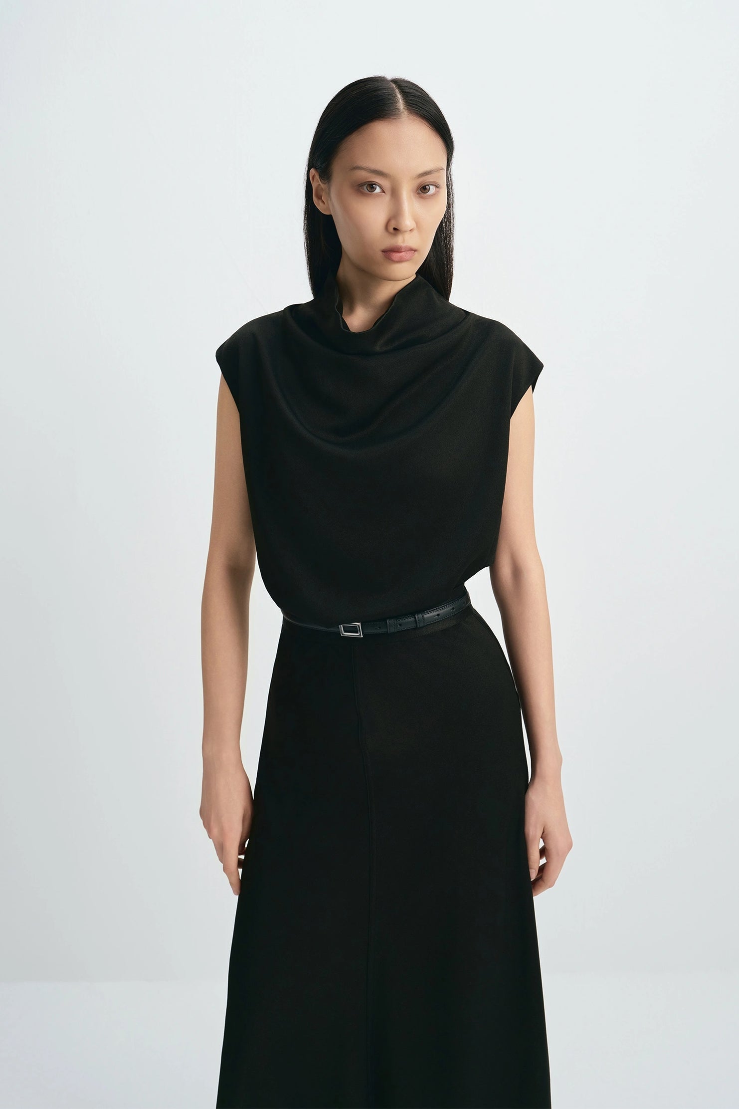 Rue Sophie Sleeveless Tess Cowl Neck Top - Black, photo 5 of 8