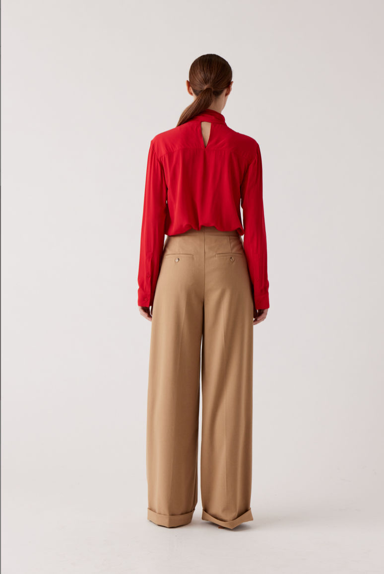 Rue Sophie Mara Tie Neck Blouse - Rouge Red, photo 2 of 3