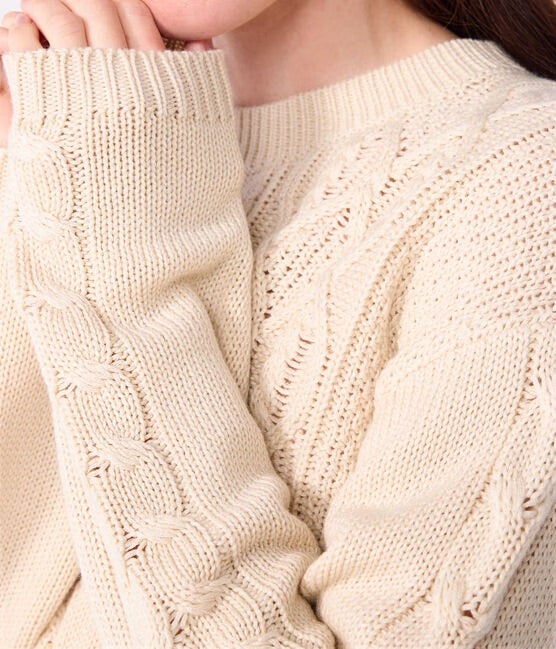 Petit Bateau Irish Cable Knit Sweater - Ivory, photo 2 of 6