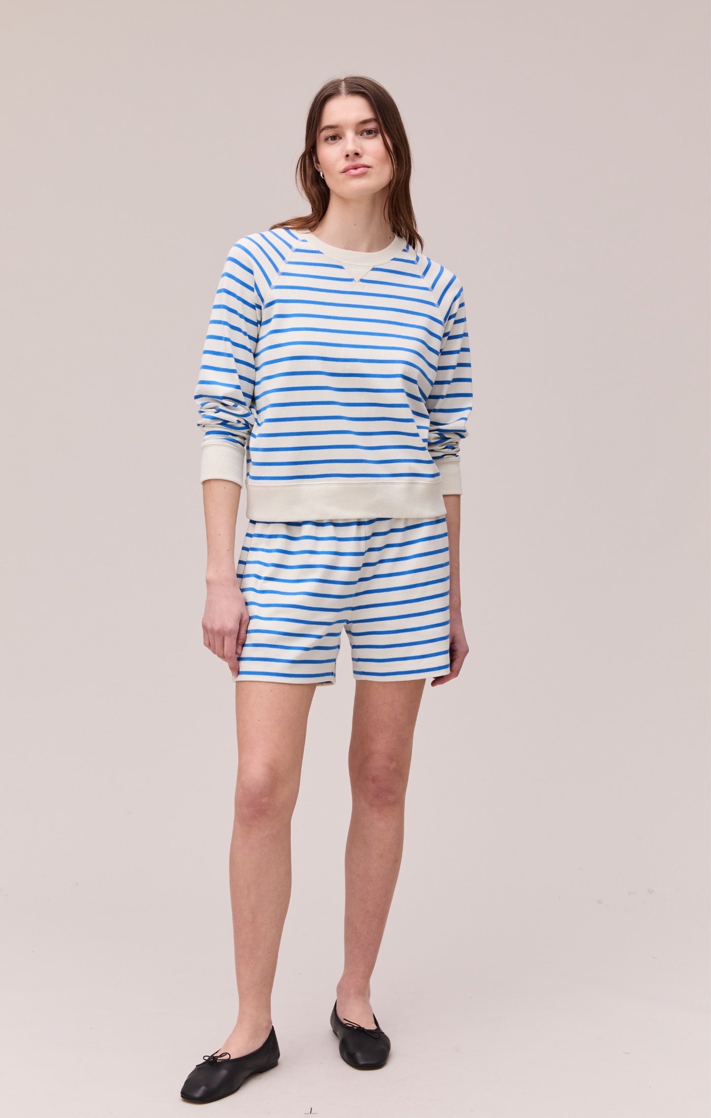 Richer Poorer Malibu Pima Sweatshirt - Pop Blue Stripe, photo 2 of 4