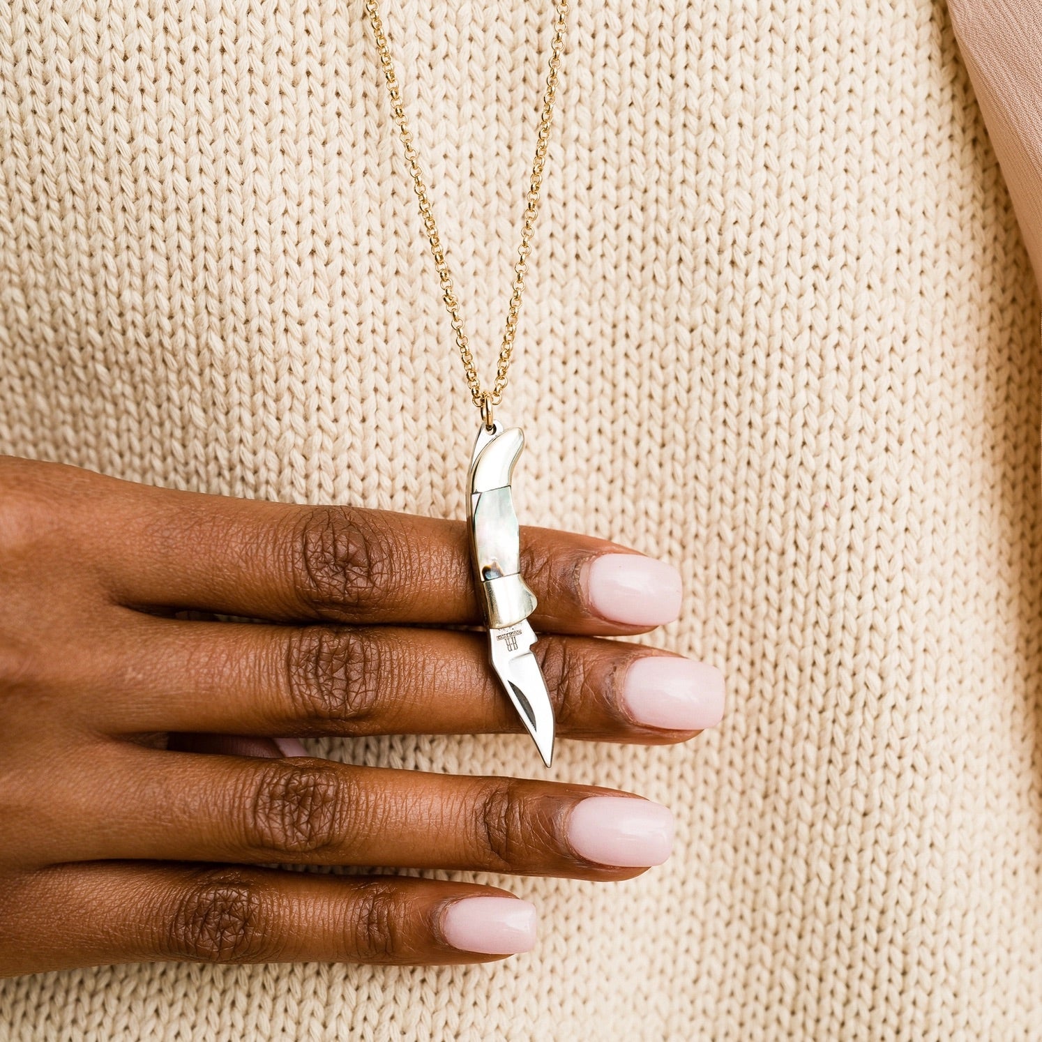 Larissa Loden Judith Abalone Pocket Knife Necklace - Gold, photo 2 of 4