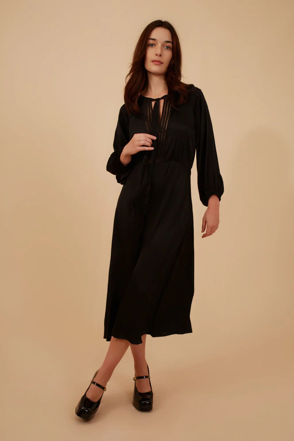 Traffic People Satin Gilda Dress - Black