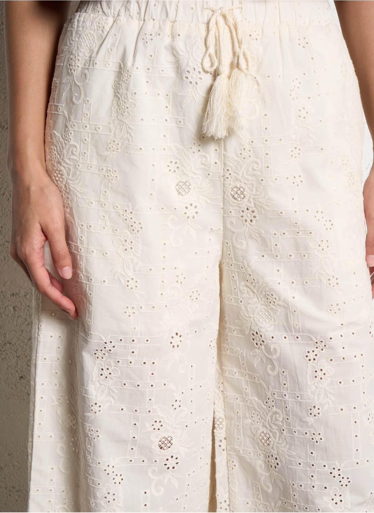 See U Soon Embroidered Eyelet Pant - Ecru, photo 4 of 8