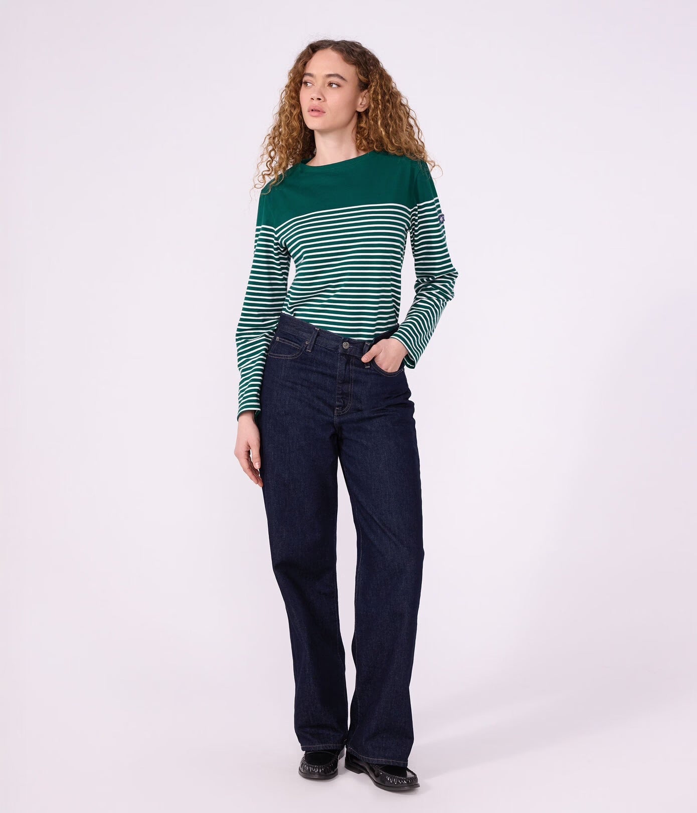 Petit Bateau Breton Stripe Top - Green/White, photo 3 of 6