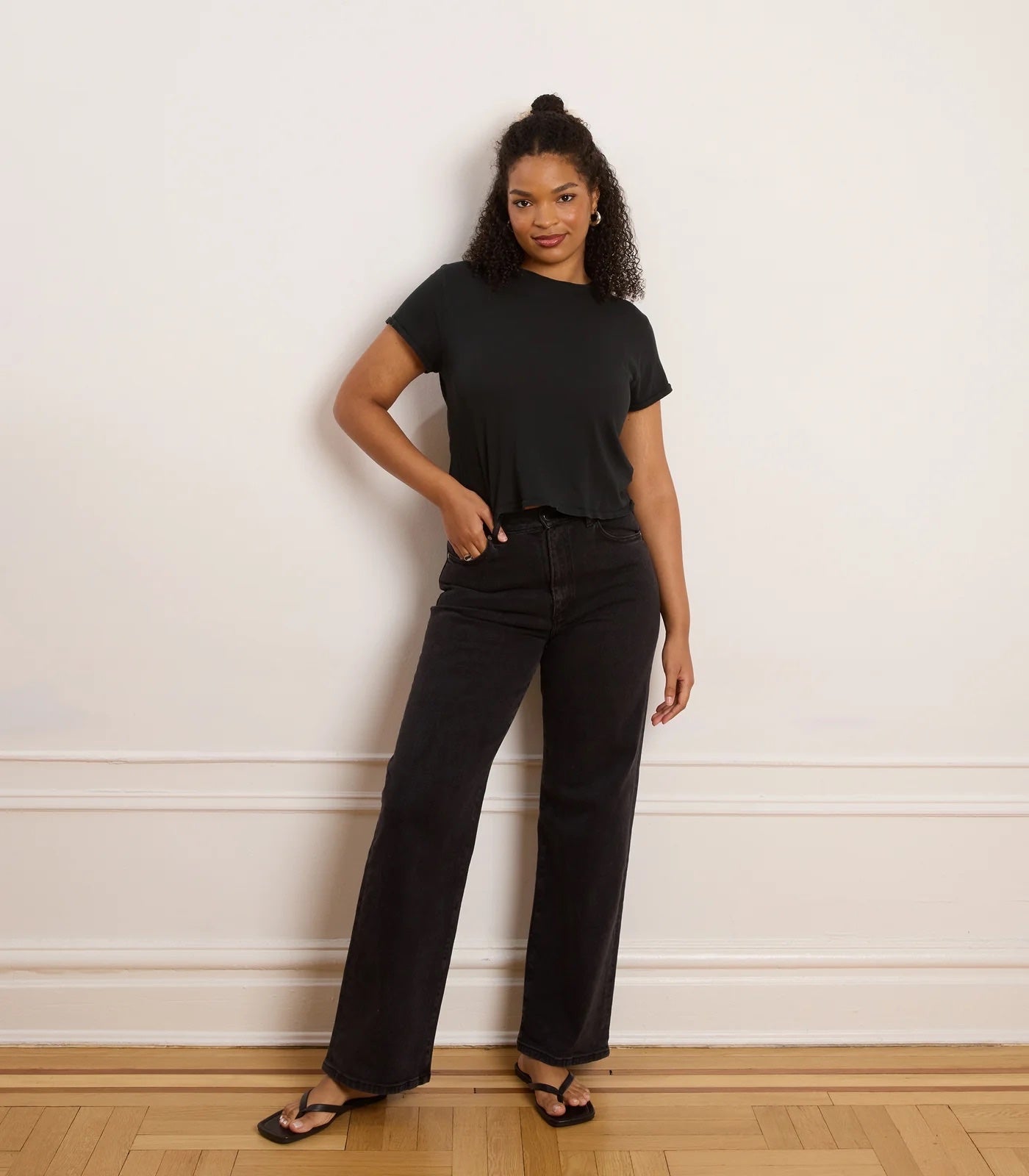 Loup Francois High Rise Wide Leg Jean - Black, photo 6 of 8