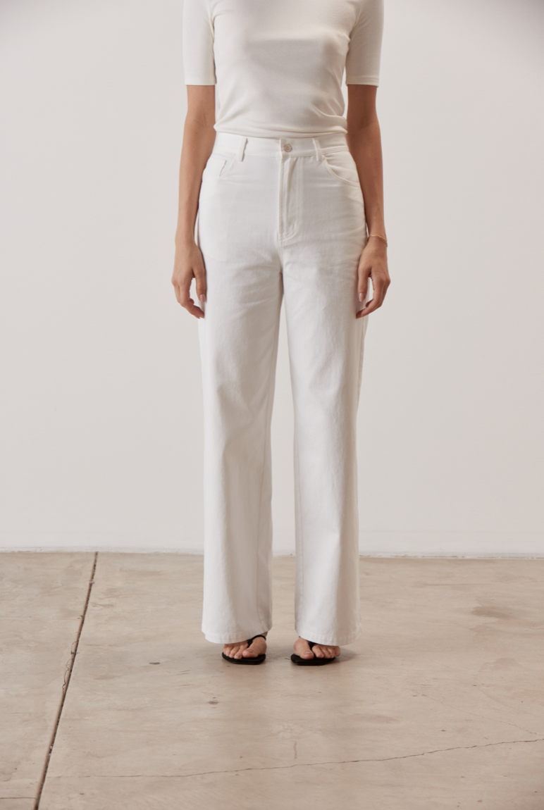 Rue Sophie Galerie Wide Leg Twill Trouser - Cream, photo 4 of 7
