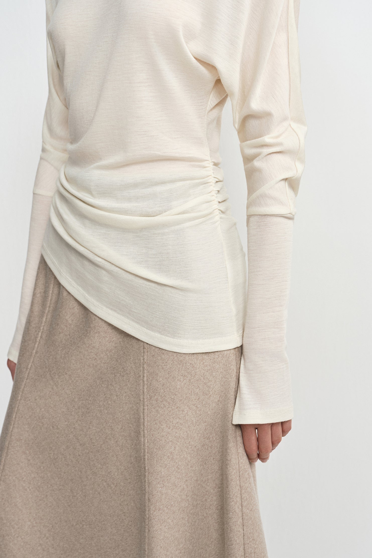 Rue Sophie Dolman Sleeve Draped Azelie Top - Ecru, photo 2 of 5