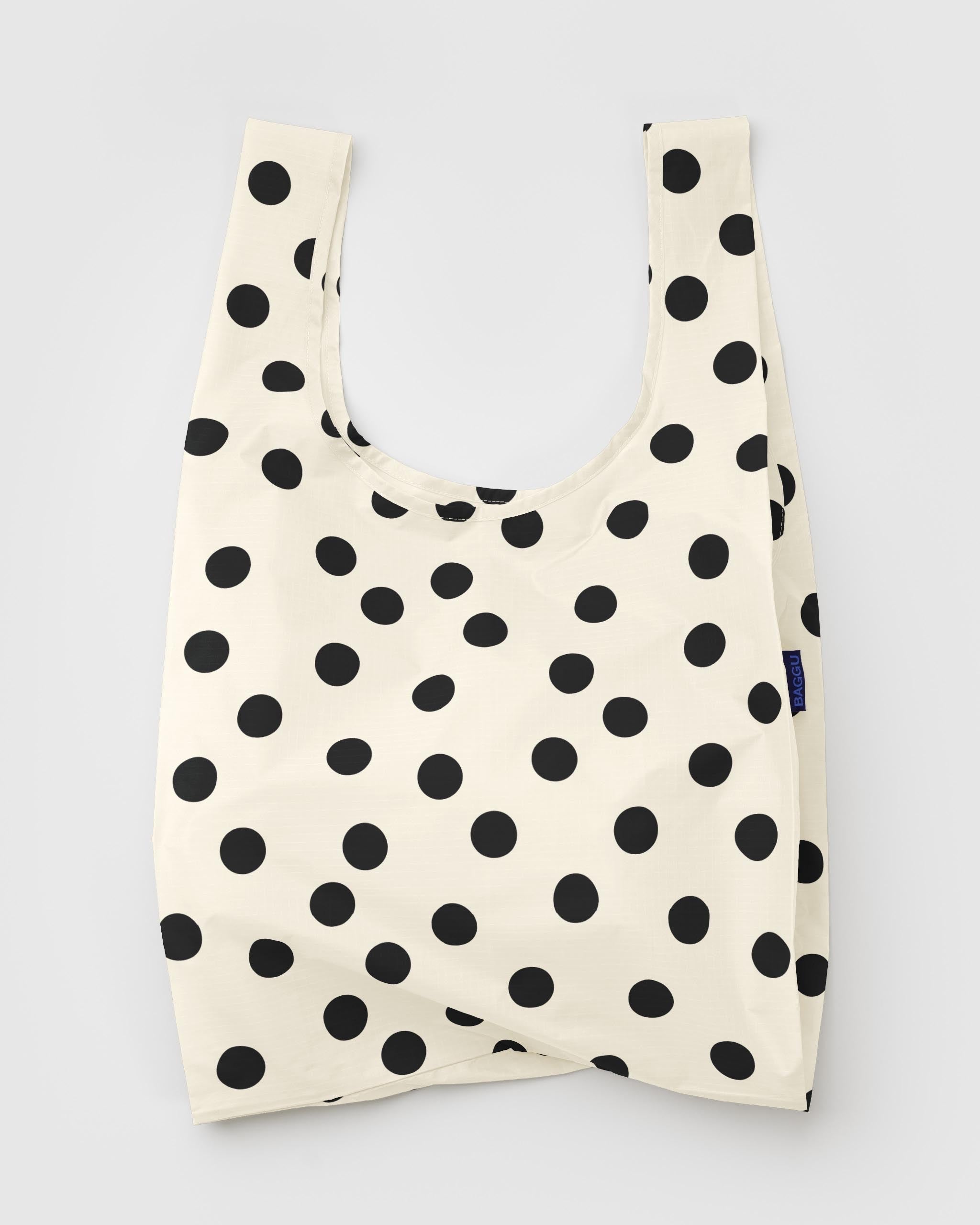 BAGGU Reusable Shopping Tote - Cream with Black Polka Dot, photo 1 of 2