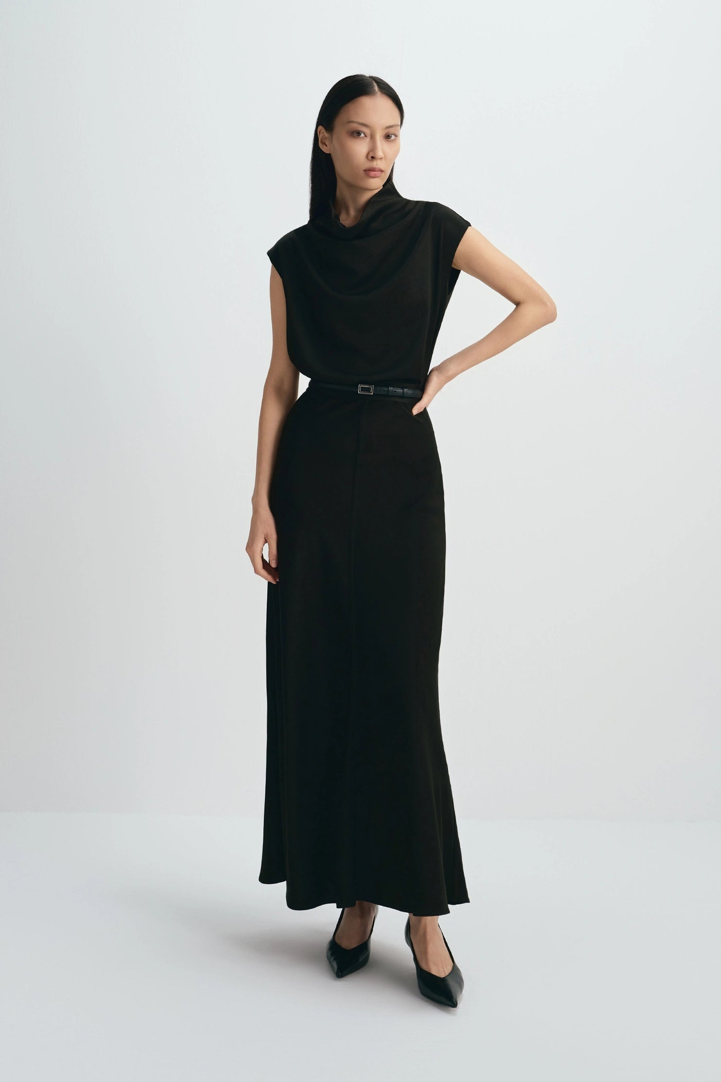 Rue Sophie Sleeveless Tess Cowl Neck Top - Black, photo 3 of 8