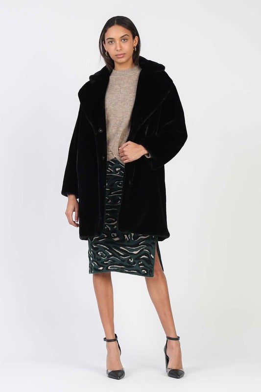 Current Air Plush Faux Fur Coat - Black, photo 2 of 3