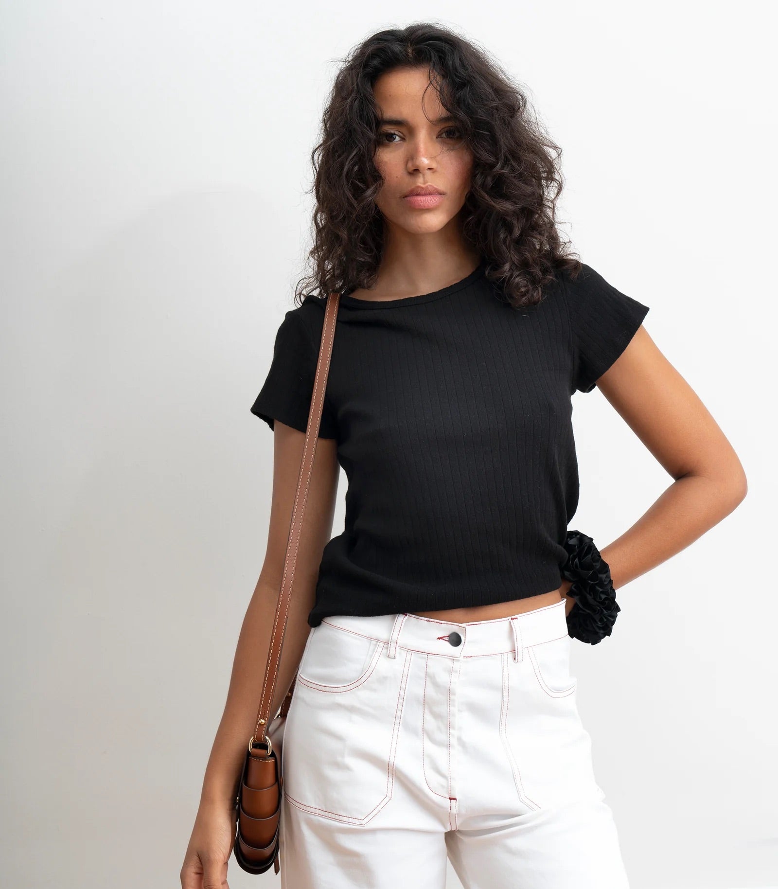 Loup Simone Wide Leg Crop Jean - White/Red, photo 5 of 8