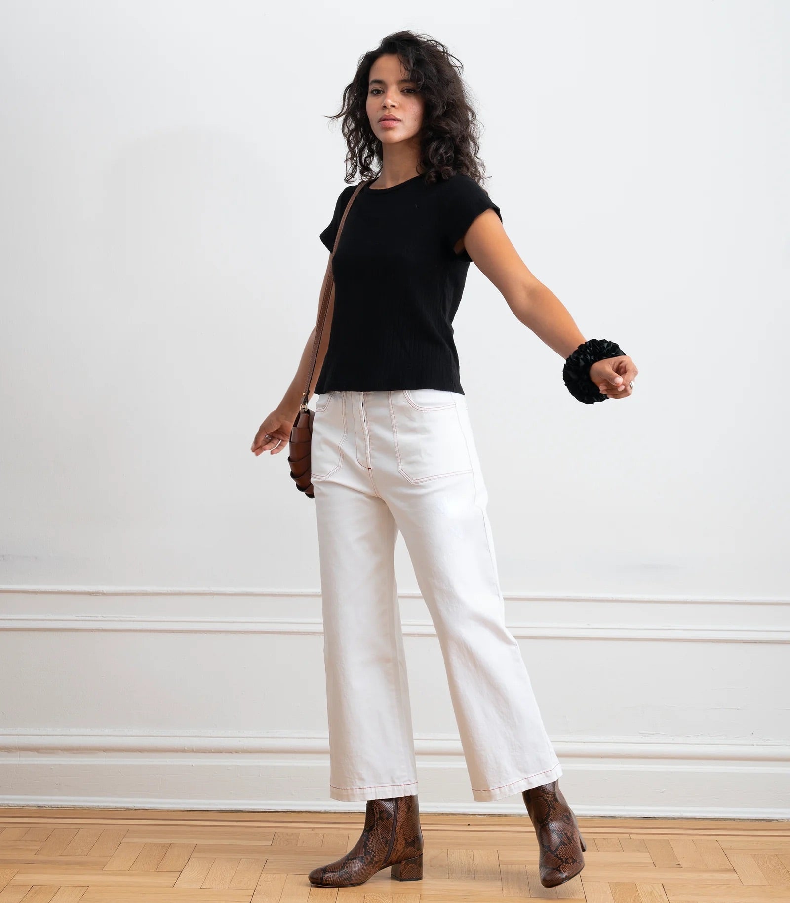 Loup Simone Wide Leg Crop Jean - White/Red, photo 8 of 8