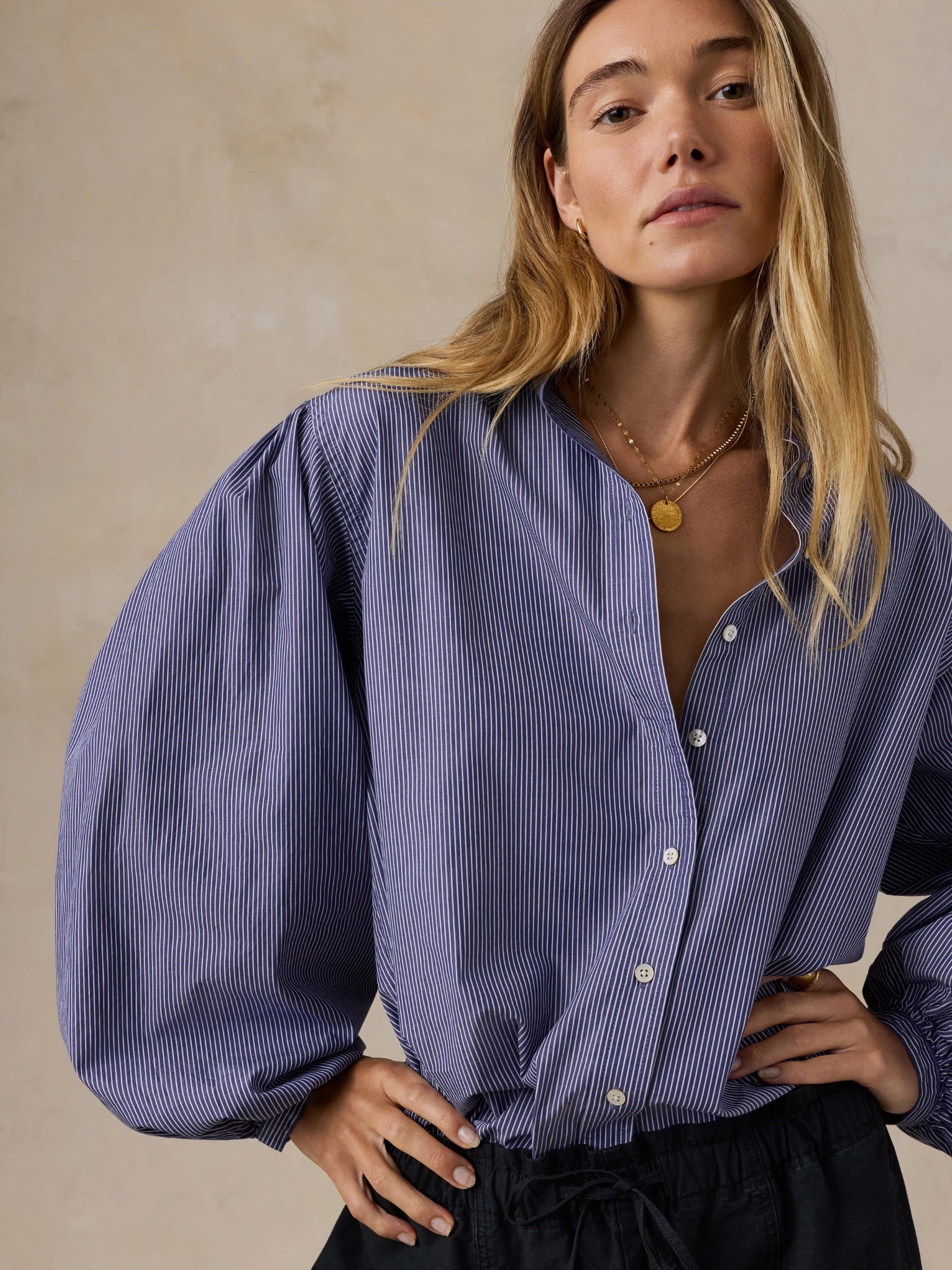 Faherty Suki Blouse - Sailor Ink Stripe, photo 4 of 5