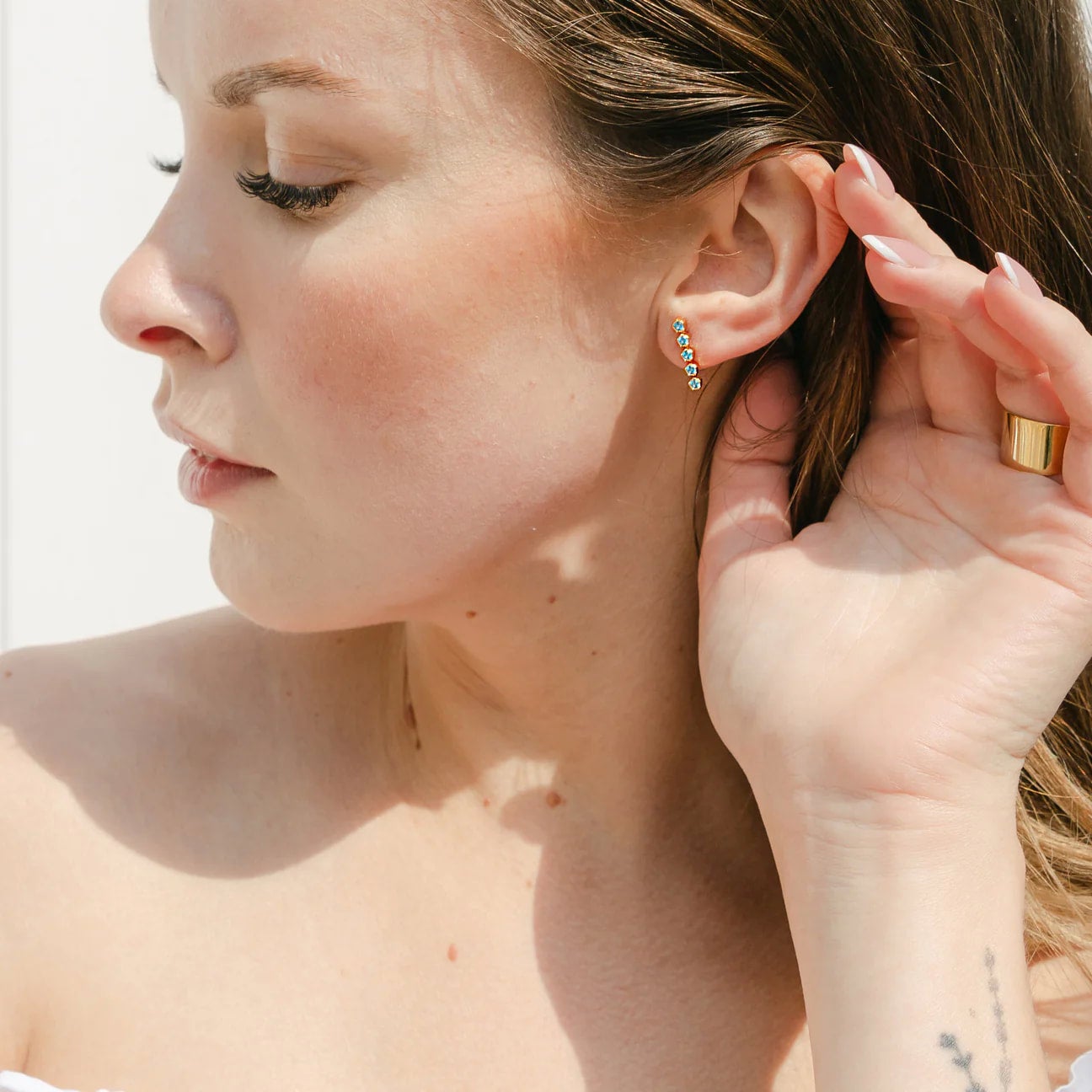 Honeycat Gemma Crystal Lined Studs, photo 2 of 4