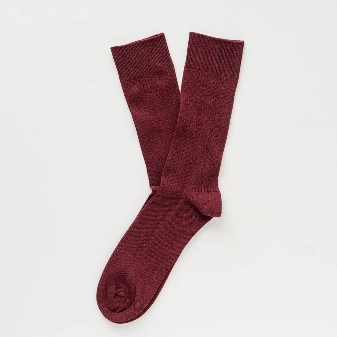 Klue Organic Cotton Solid Fine Stripe Socks - Burgundy, photo 2 of 3