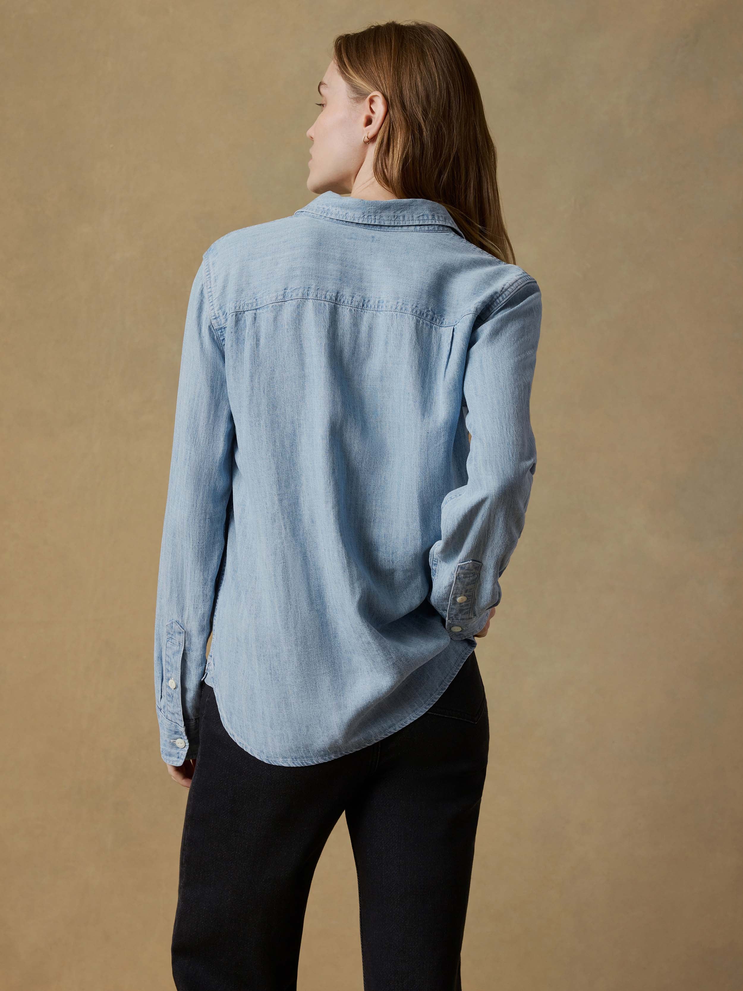 Faherty Tried & True Chambray Shirt - Mid Wash, photo 2 of 6