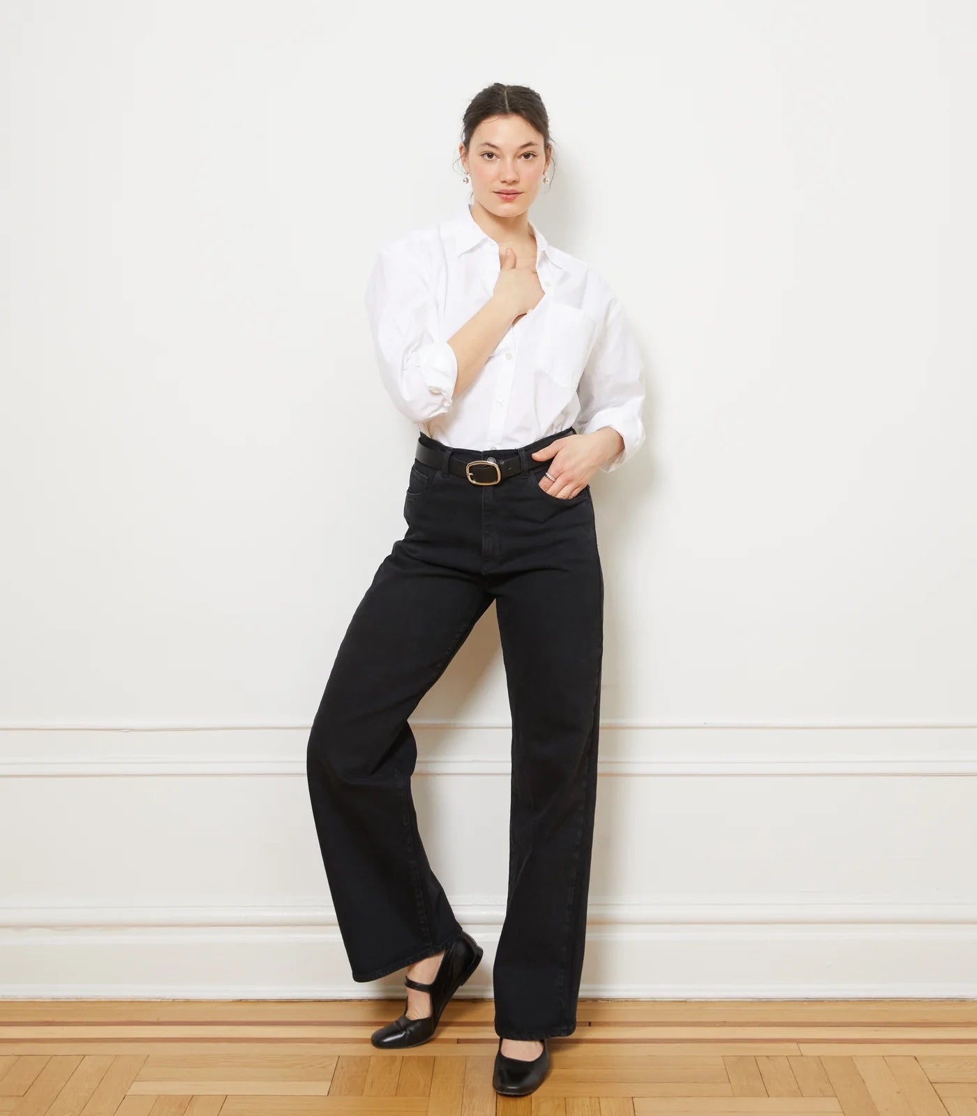 Loup Francois High Rise Wide Leg Jean - Black, photo 1 of 8