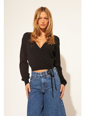 John & Jenn August Wrap Sweater - Caviar Black, photo 1 of 2
