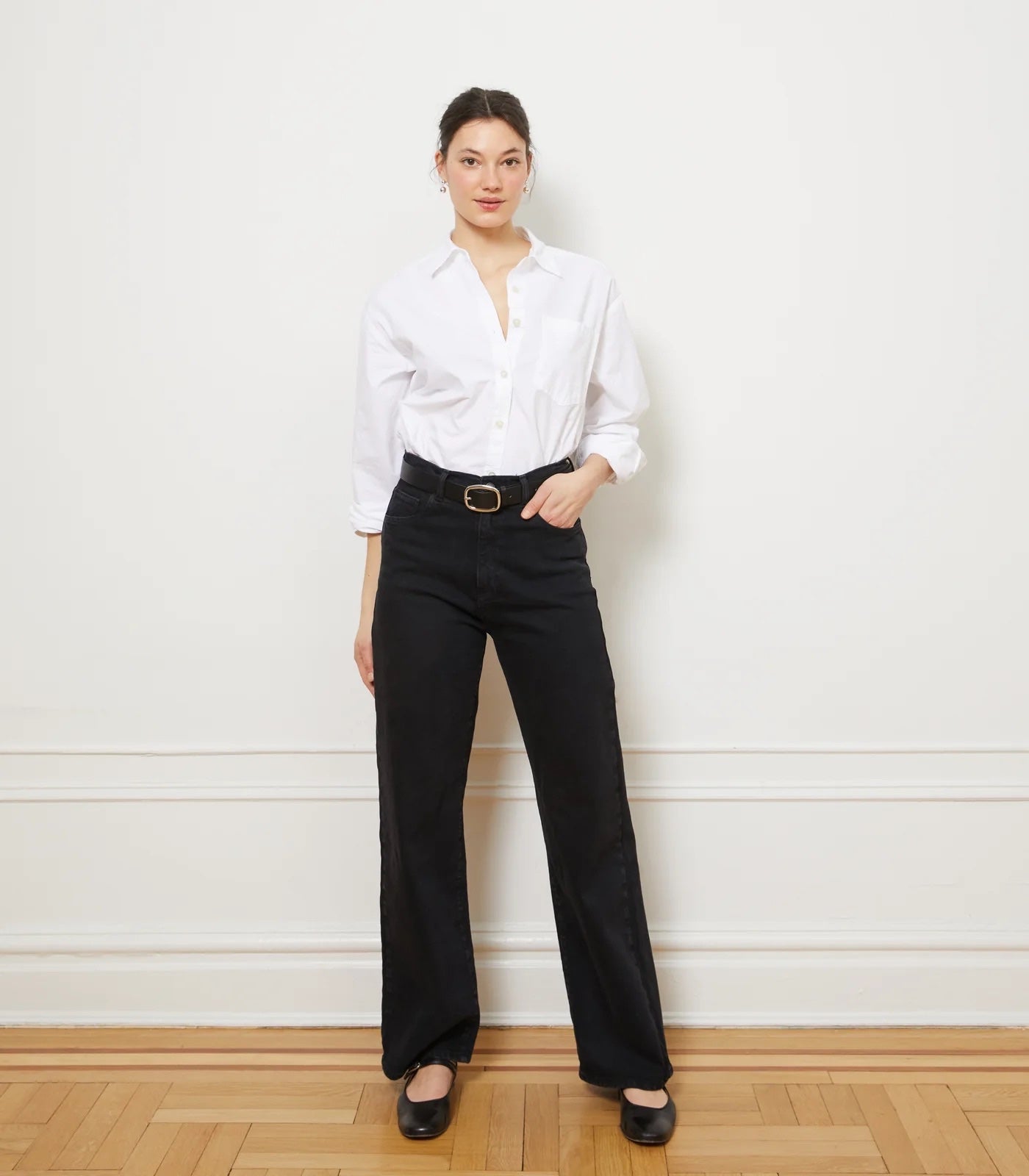 Loup Francois High Rise Wide Leg Jean - Black, photo 3 of 8