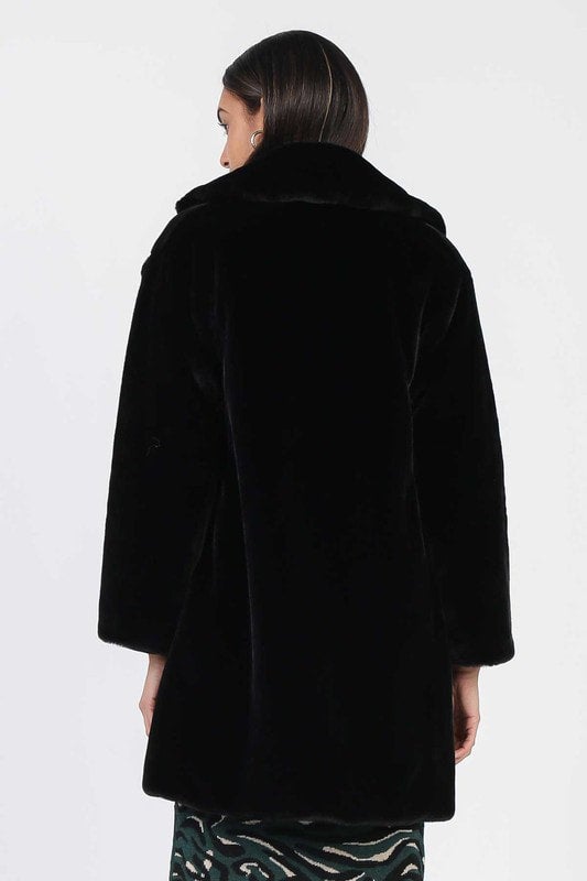 Current Air Plush Faux Fur Coat - Black, photo 3 of 3